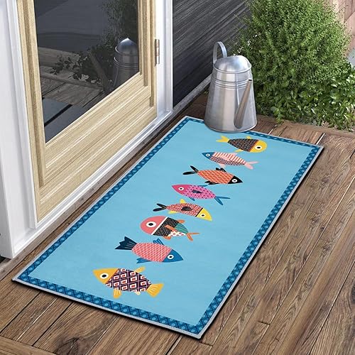 Welcome Entrance Doormat Inside Outside Small Fish Door Mat Ocean