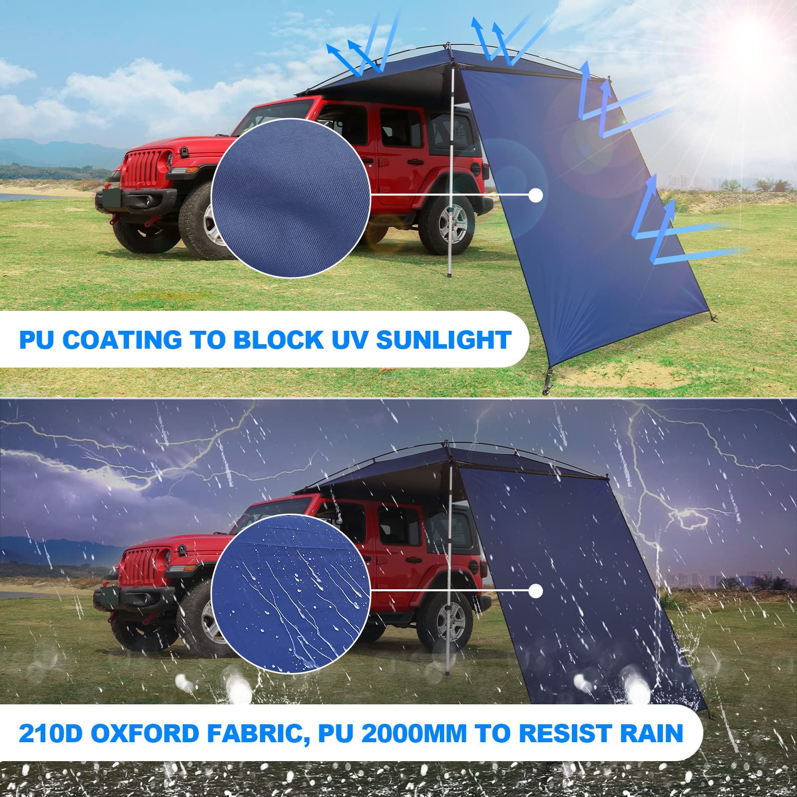 3x4 M Auto-Markise Für Camping & SUV - Wasserdicht, UV-Schutz, Universal Einsetzbar