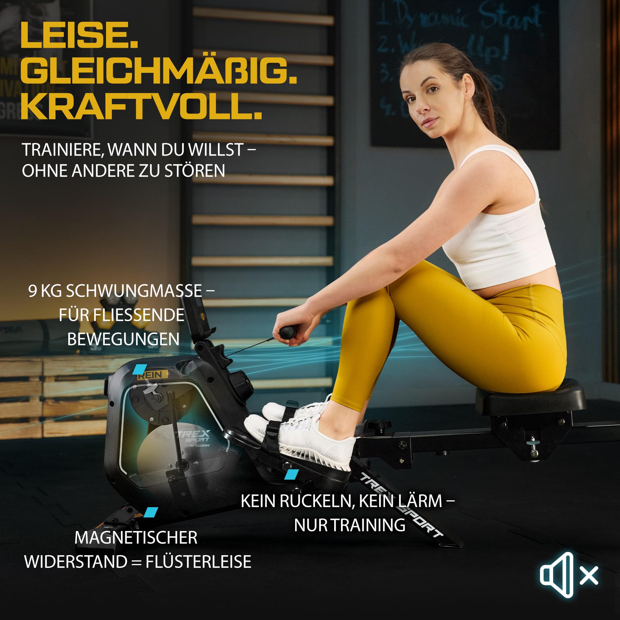 TREX SPORT Rudergerät TX-580RM REIN bis 130 kg 16 Stufen Magnetwiderstand