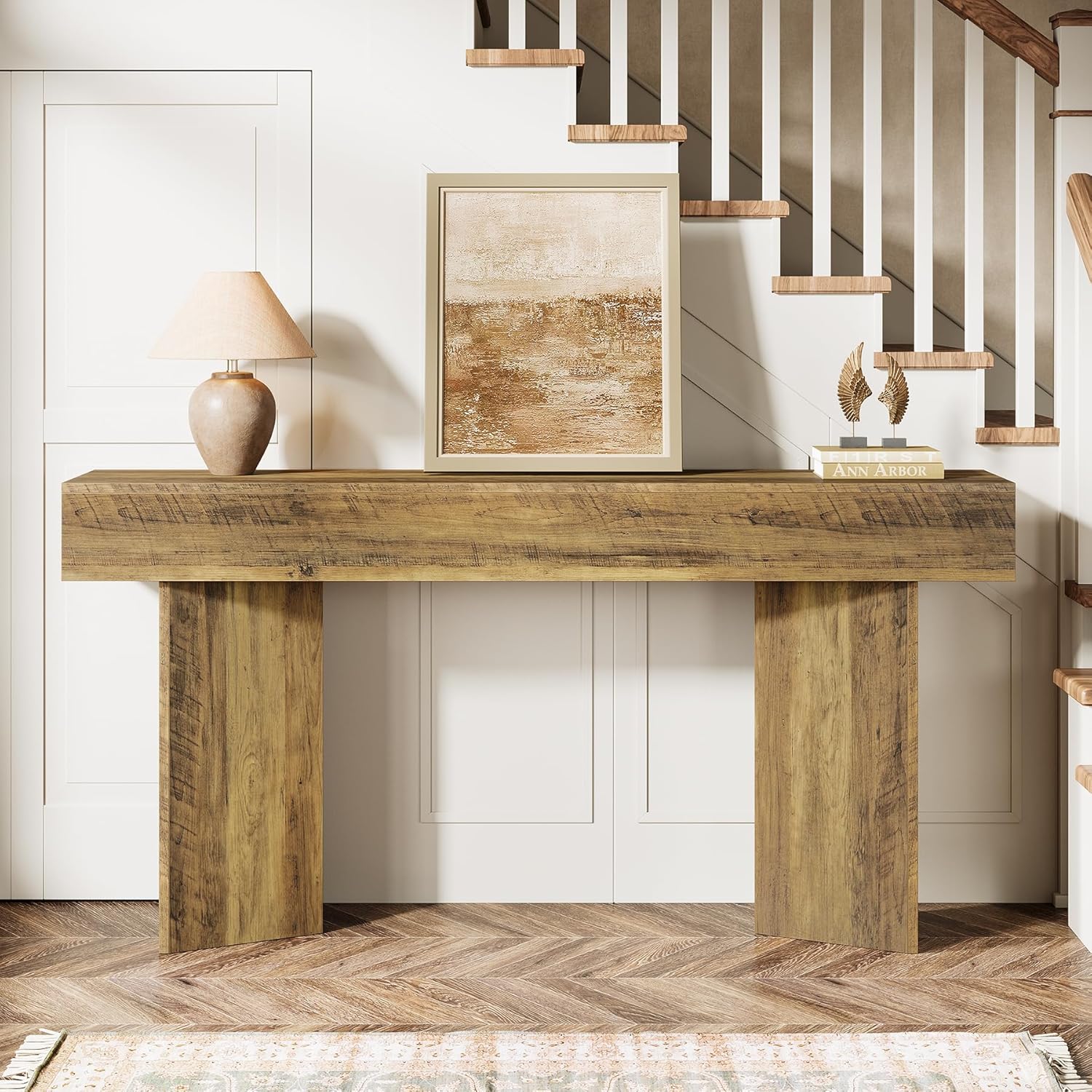 Tribesigns 63-Inch Farmhouse Entryway Console Table, Narrow Long Sofa Table Behind The Couch for Living Room, Wood Entry Foyer Table for Entryway, Hallway, Entrance