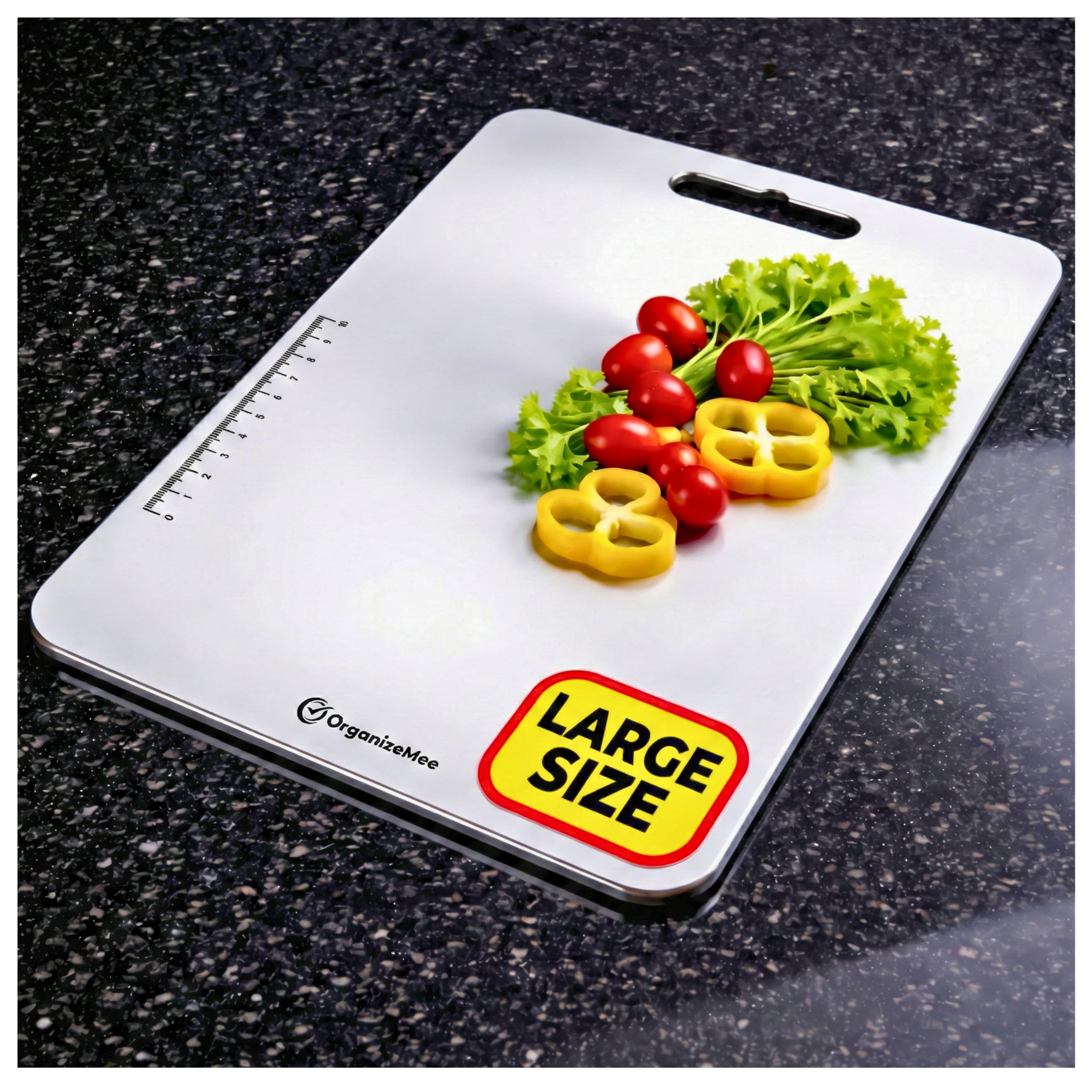 Large Stainless Steel Cutting Board for Kitchen - Premium Vegetable and Fruit Cutter, Heavy-Duty Metal Chopping Board, Big Size Pad (36 cm X 25 cm)