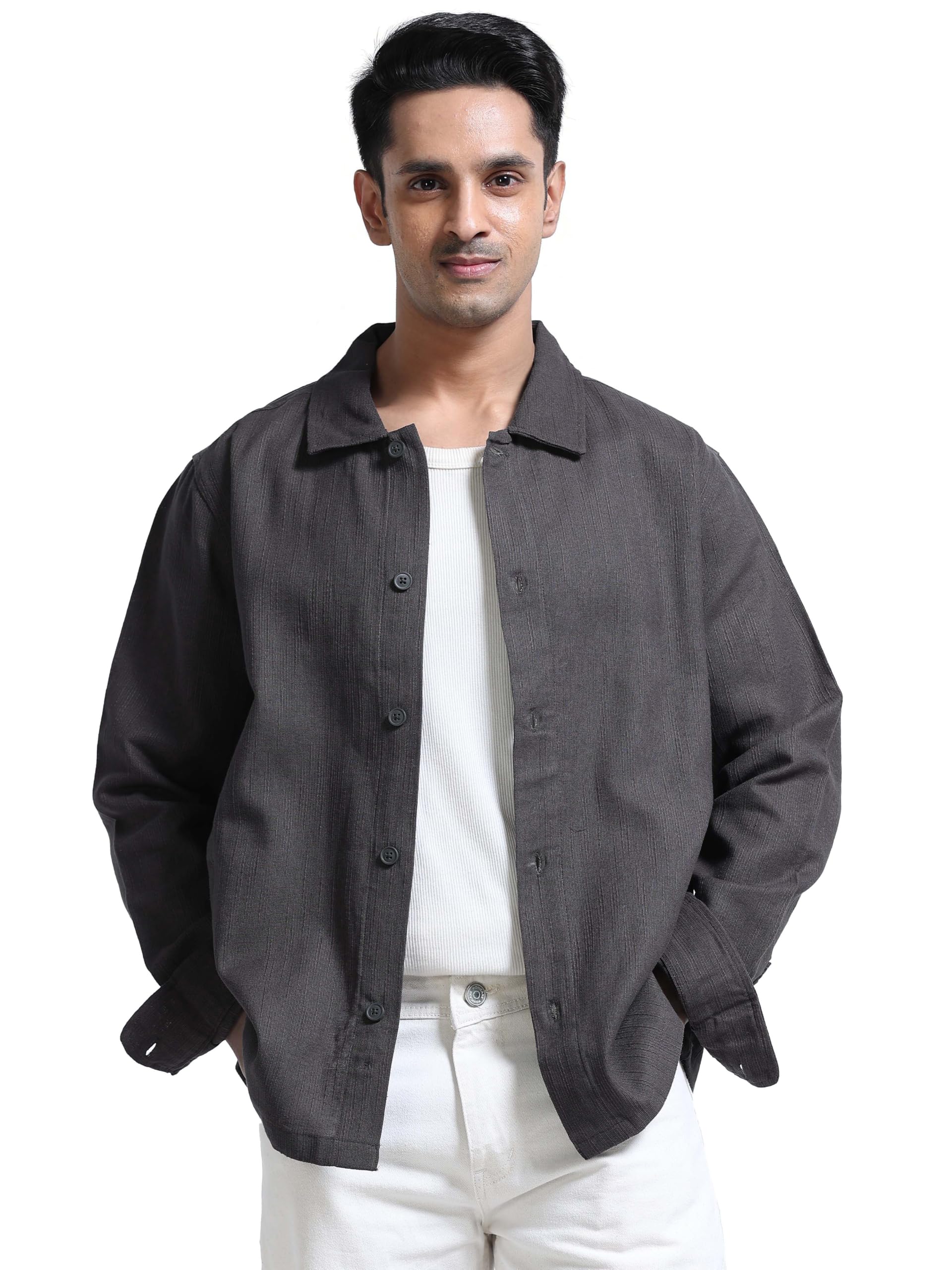 gloryboyz Men's 100% Cotton Solid Utility Casual Jacket-XS-2XL-picture-0