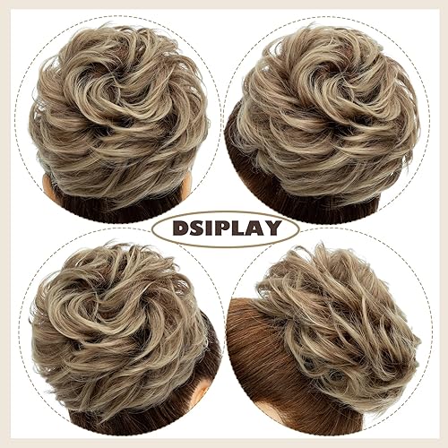 Miniatura 8 de S-noilite 1 extensión de moño desordenado, rizado, ondulado, con banda elástica para moño, moño estilo recogido, elegante extensión de moño para
