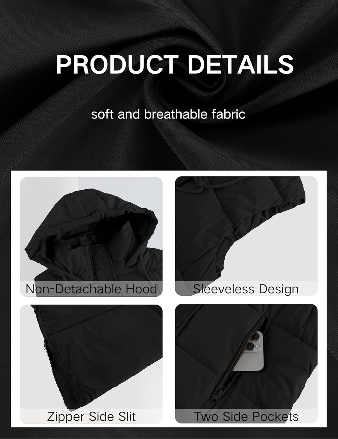 PUWEI Long Puffer Vest Women Quilted Hooded Vest Padded Sleeveless Coat Jackets With Pockets - Image 4