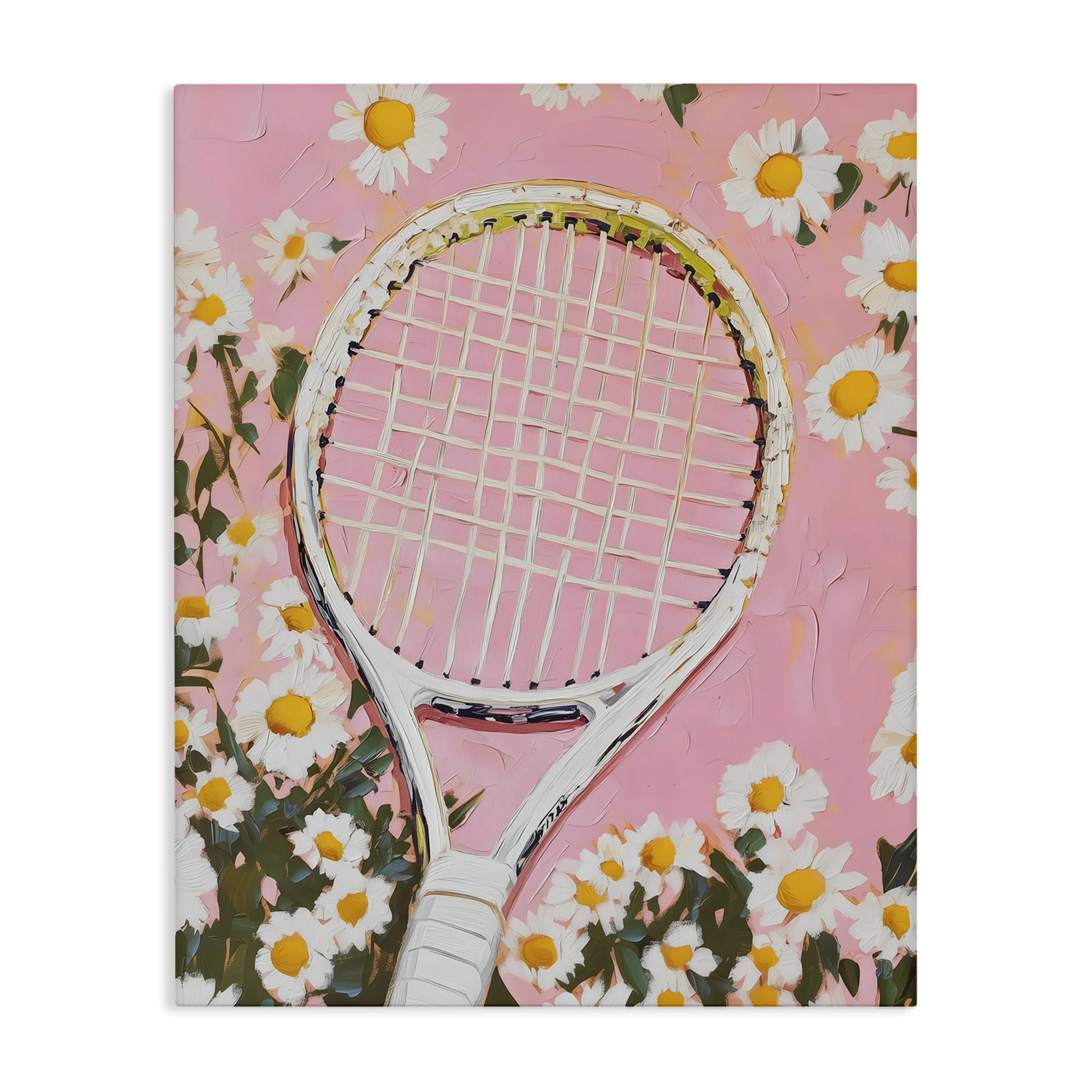 Stupell Industries Unframed 'Pink Tennis Racket & Daisies', Canvas Art, 16 X 20 Inches, Easy To Hang And Sturdy, Made In Usa, By Lsr Design Studio