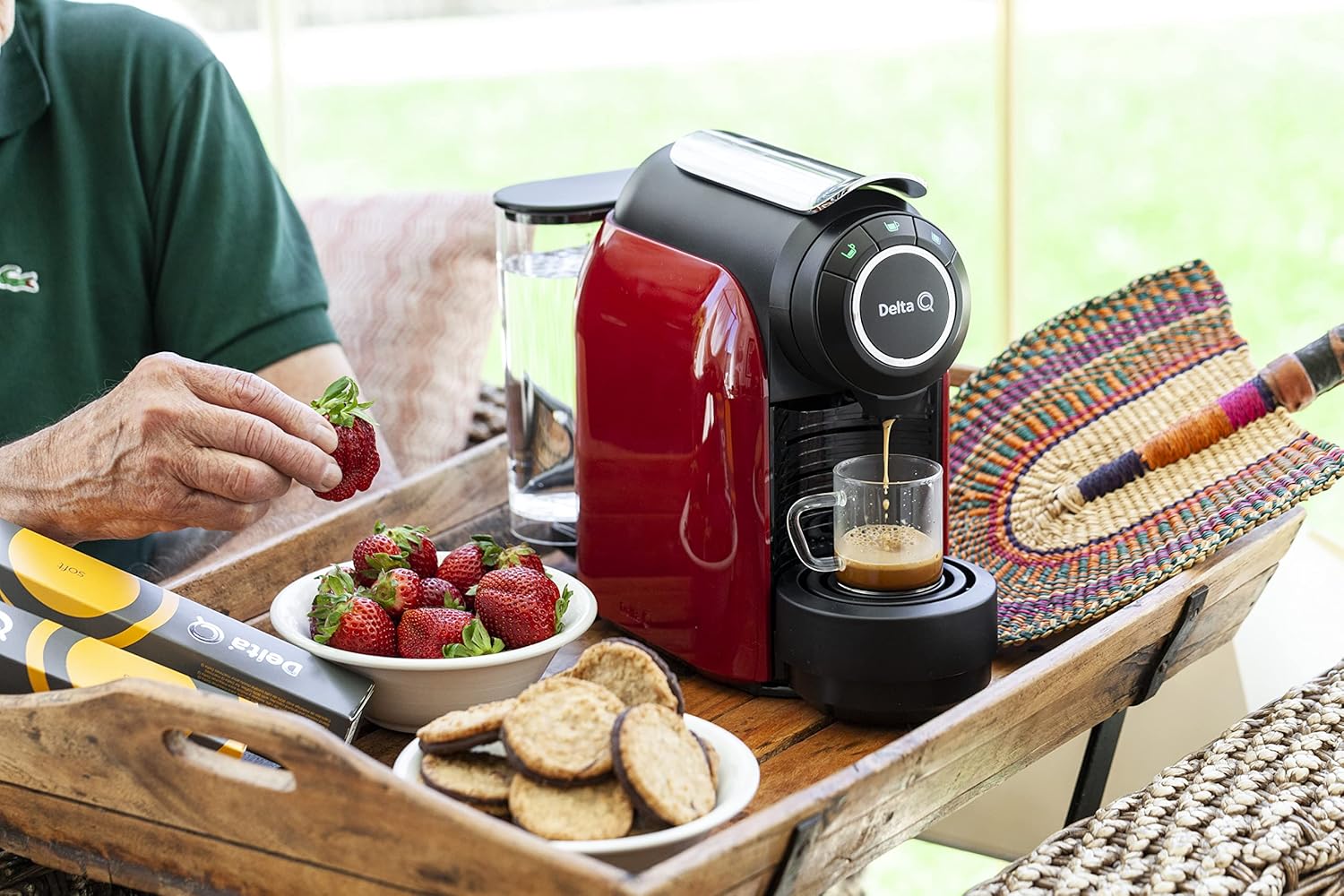 Delta Q 012872 qool Evolution-Macchina per caffè, colore: rosso, 44 x 19,3 x 33 cm