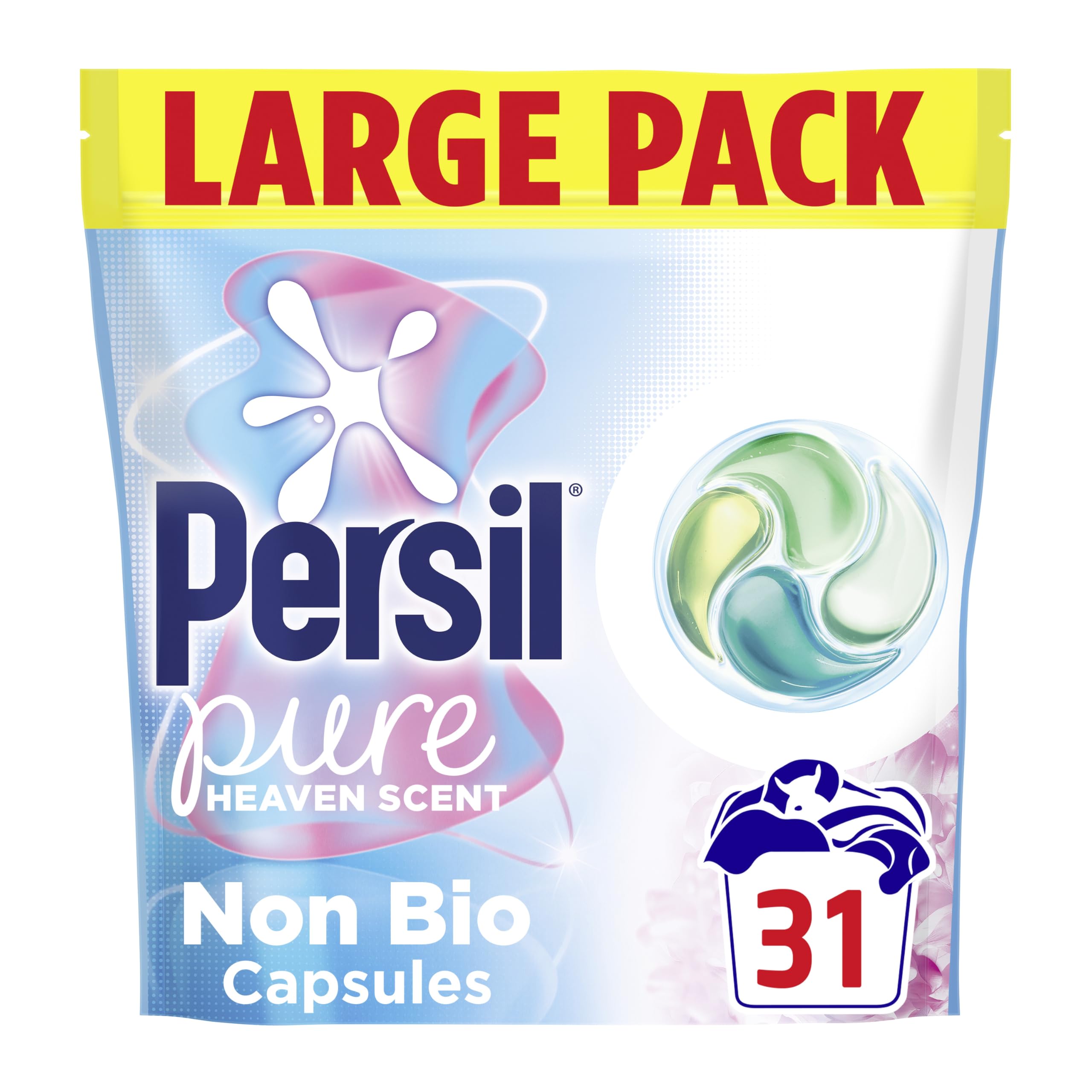 Persil Non Bio Pure Heaven Scent Laundry Detergent Capsules 31 Washes | Pure Heaven scent fragrance, gentle next to sensitive skin, fast dissolving, effective in quick & cold washes