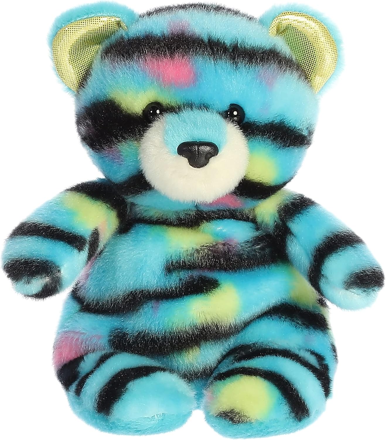 Aurora® Vibrant Jammies™ Huckleberry Tiger™ Stuffed Animal - Colorful Delight - Eye-Catching Patterns - Blue 8 Inches