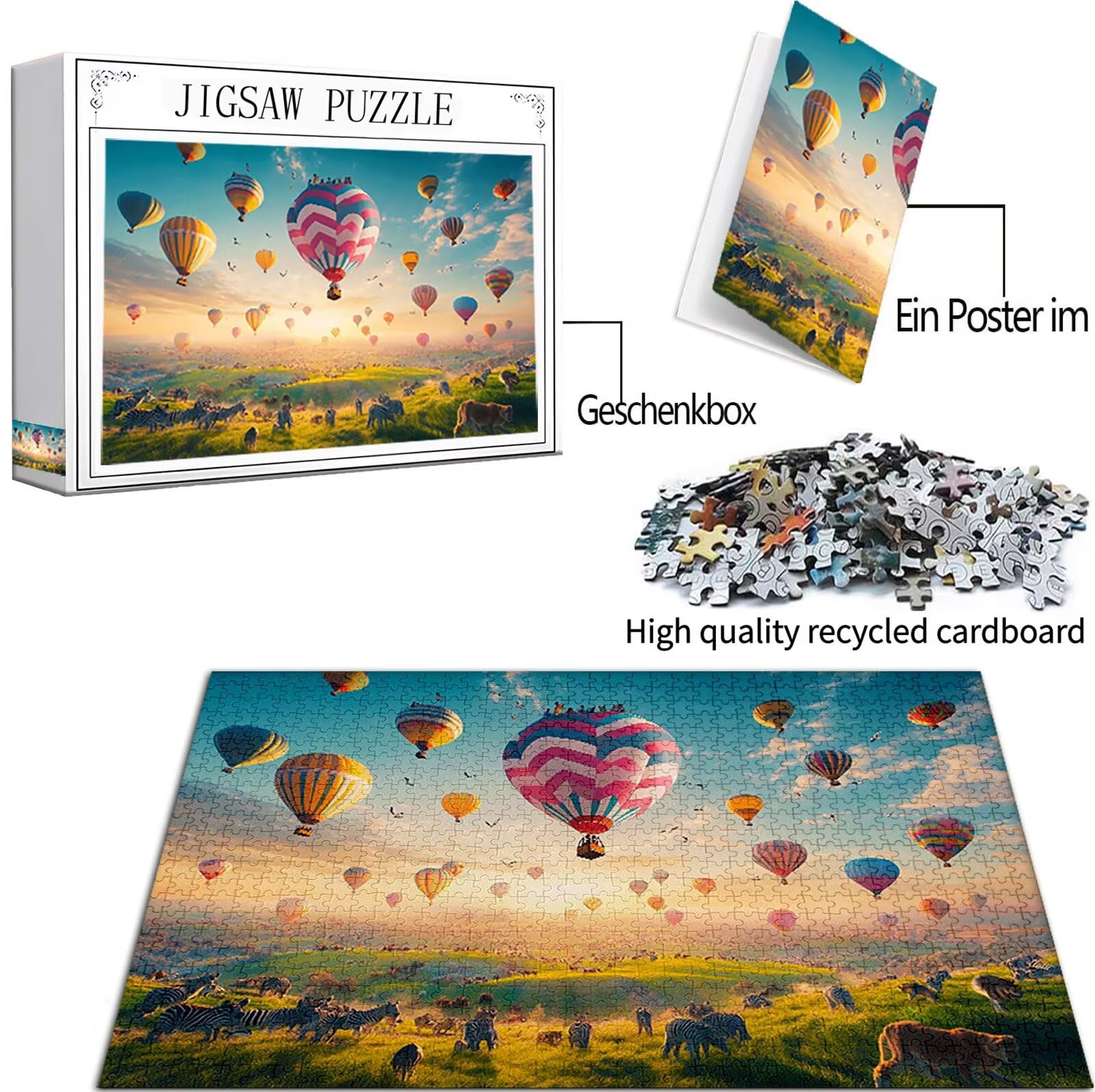 Model288 puzzle krajobrazowe, 2000 elementów, zebra dla dorosłych, kolorowe puzzle 5D dla dzieci od 14 lat, z pudełkiem na prezent, do dekoracji pokoju, salonu, prezenty dla kobiet