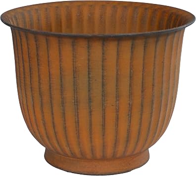 Sunnydaze Carlotta 14.75 Metal Outdoor Plant Pot Set with Drainage Holes and Rubber Plugs - Matte Brown - Set of 4