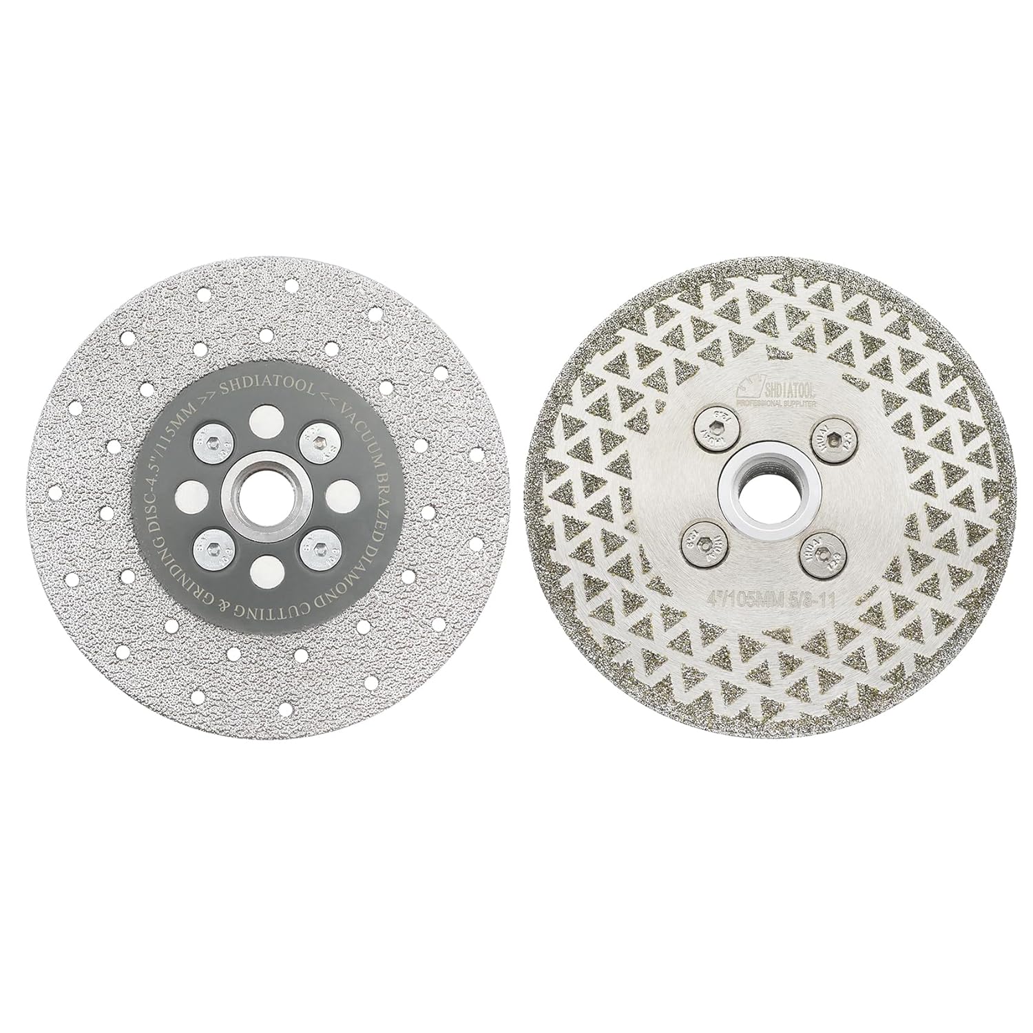 SHDIATOOL 4-1/2 Inch Diamond Cutting Grinding Disc Fits 5/8-11 Arbor for Marble Ceramic Double Sided Vacuum Brazed Fast Cutting Shaping Grinding Wheel