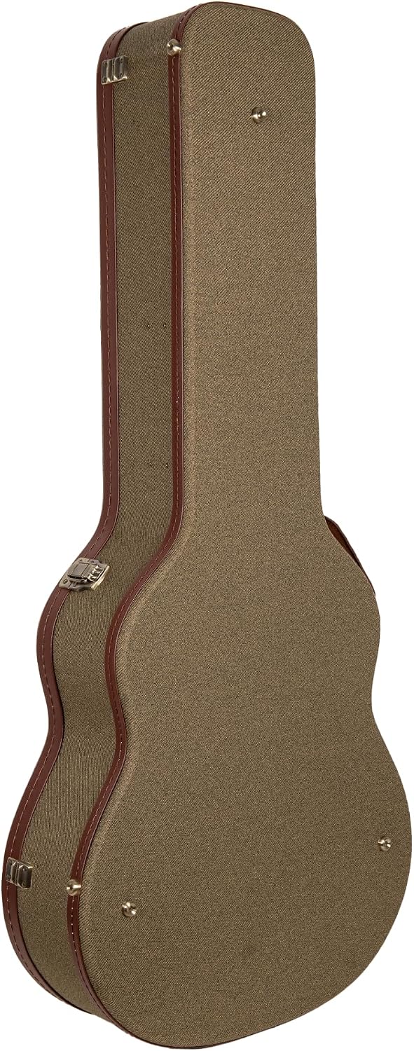 Crossrock Master Series Super Jumbo Guitar Case for Gibson SJ-200 | Olive Green Eco Tweed Fabric, Re-Engineered Shell, Leather Handle & Custom Forest Green Velvet Interior (CRW700SBGN)