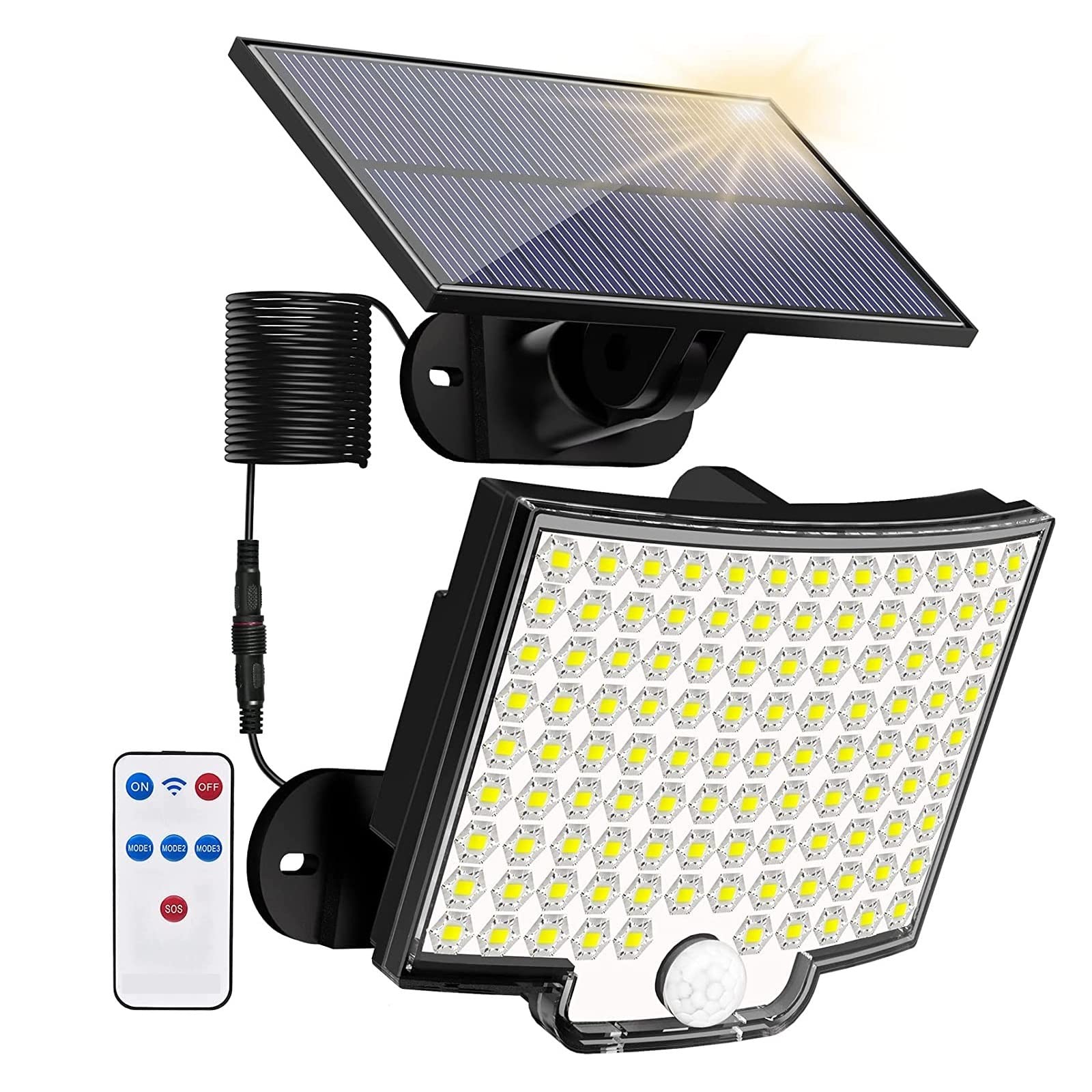 Lampe d'extérieur 106 LED avec détecteur de Mouvement Ultra-Lumineux, étanche IP65, 4 Modes de Fonctionnement, pour éclairage de Jardin et de Rue