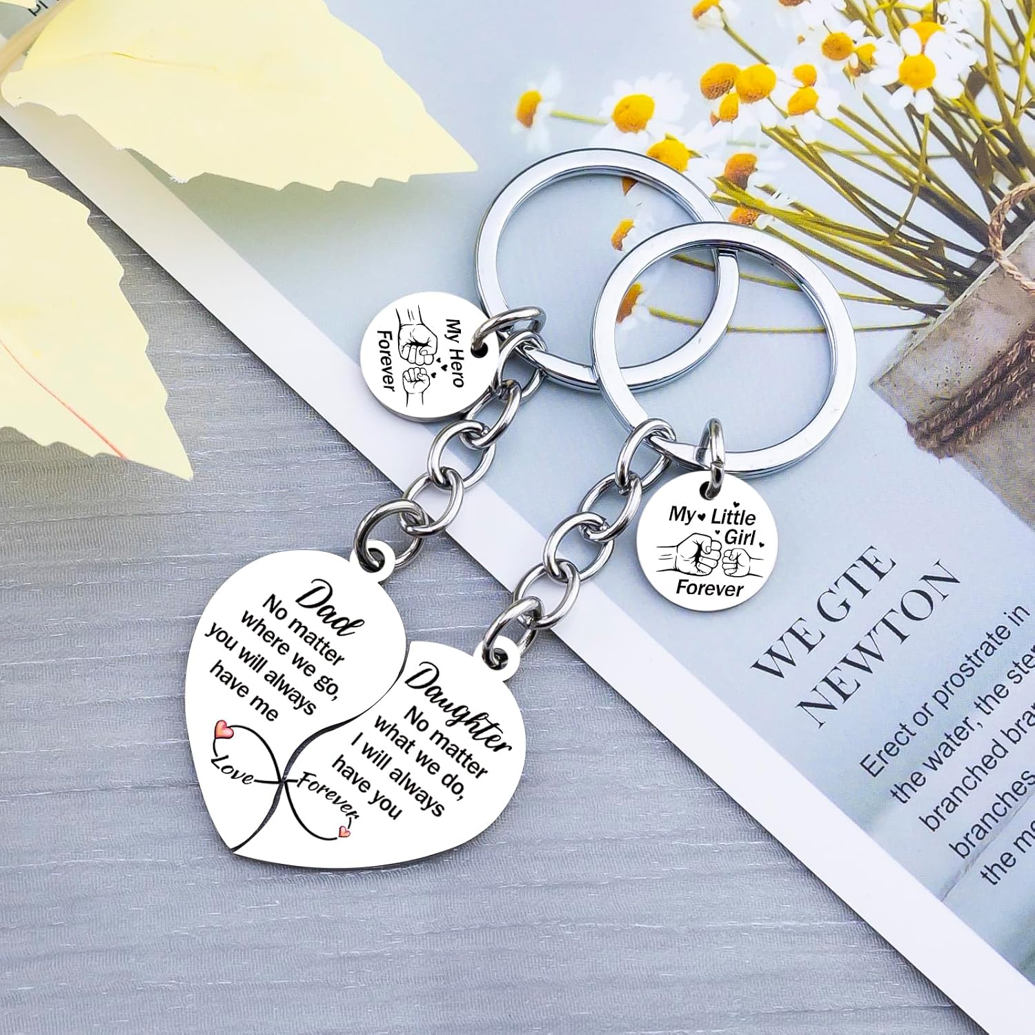2pcs Dad Daughter Heart Matching Keychains Set Fathers Gifts from Daughter image 3