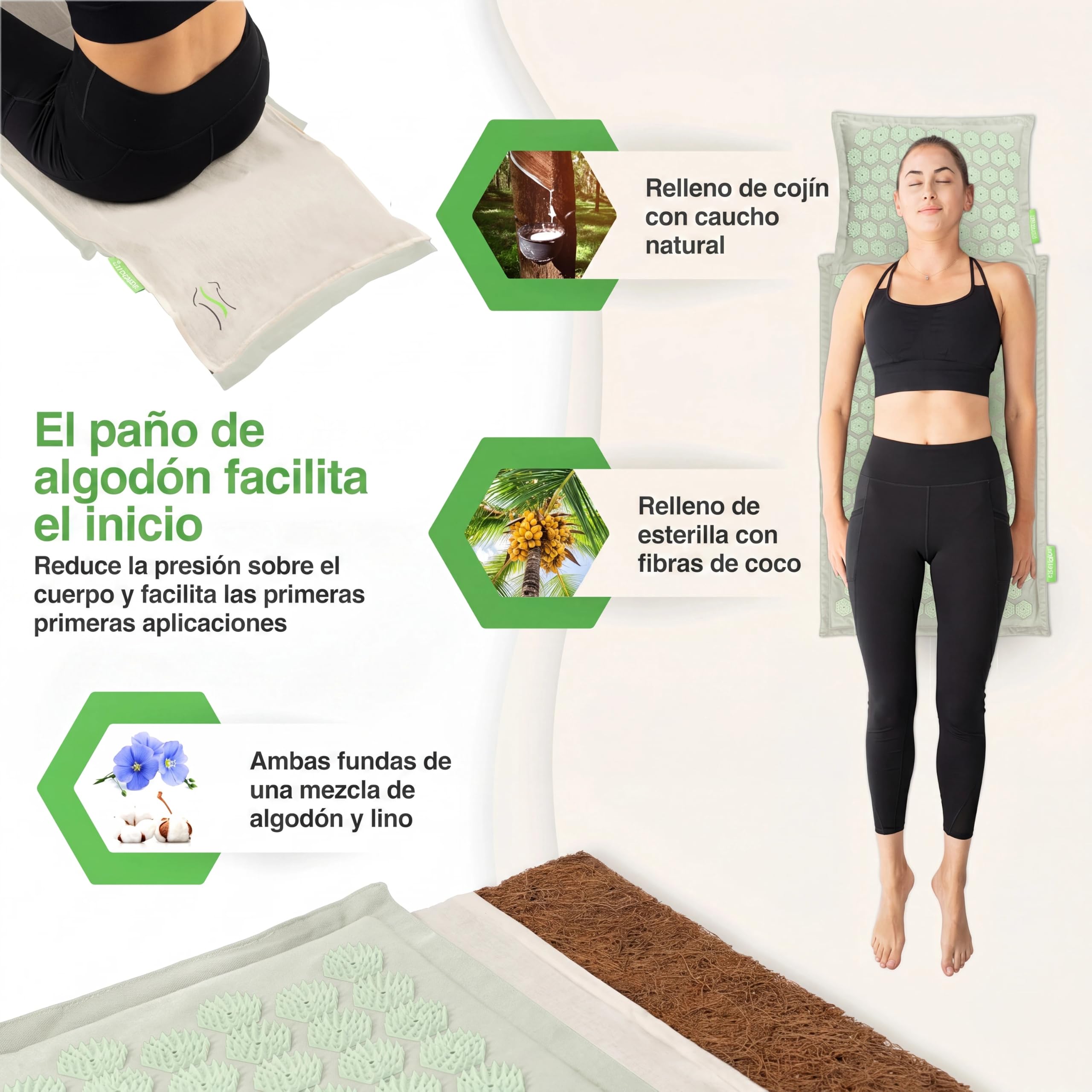 BACKLAxx ® Set de esterilla acupresion para relajación de espalda, cuello, hombros y pies | Alfombra acupresión contra la tensión con almohada