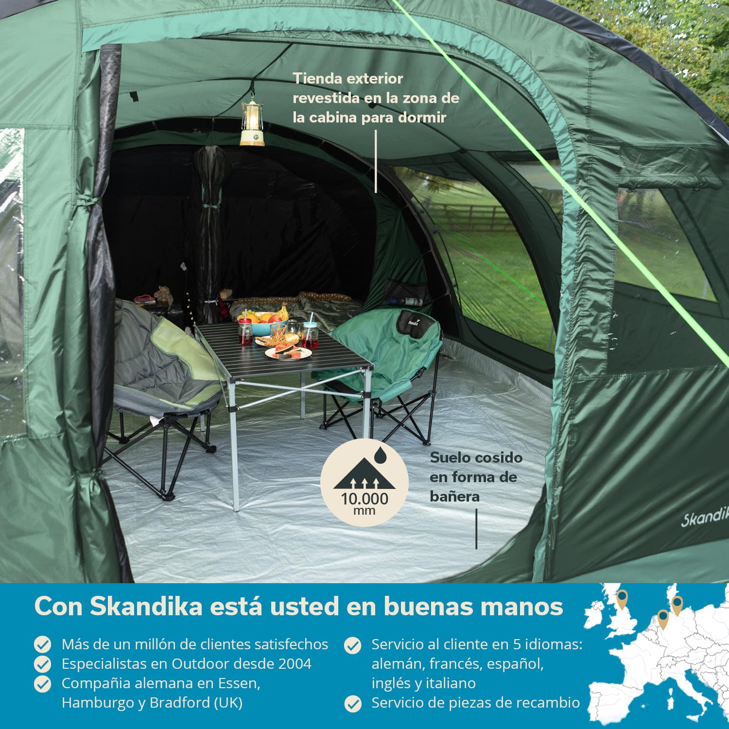 Skandika Gotland 6 - Tienda de campaña Familiar - mosquiteras - Suelo Cosido en Forma de bañera - túnel