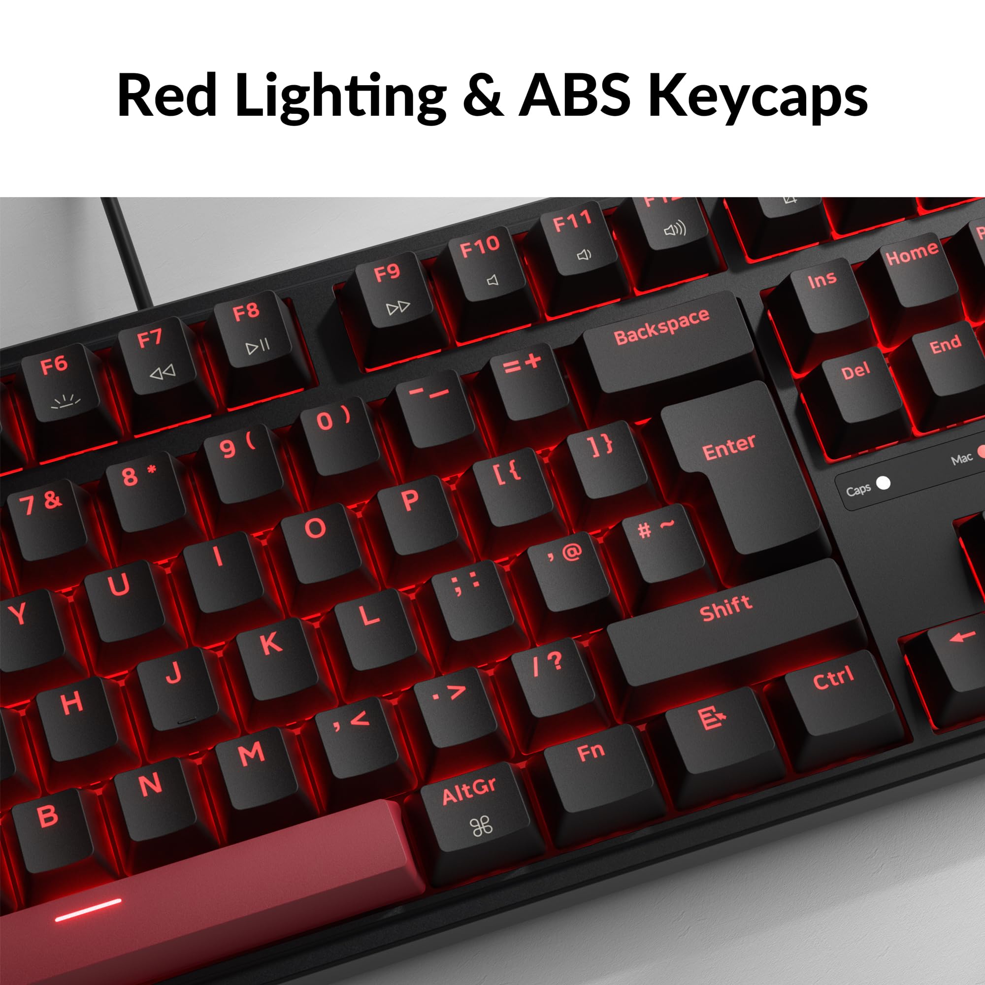 Keychron C3 Pro Wired Mechanical Keyboard - ISO UK Layout, 87 Key TKL Compact, Gasket Mount, QMK/VIA Programmable, Red Switches, Red Backlight, for Mac Windows Linux Gaming — view 5