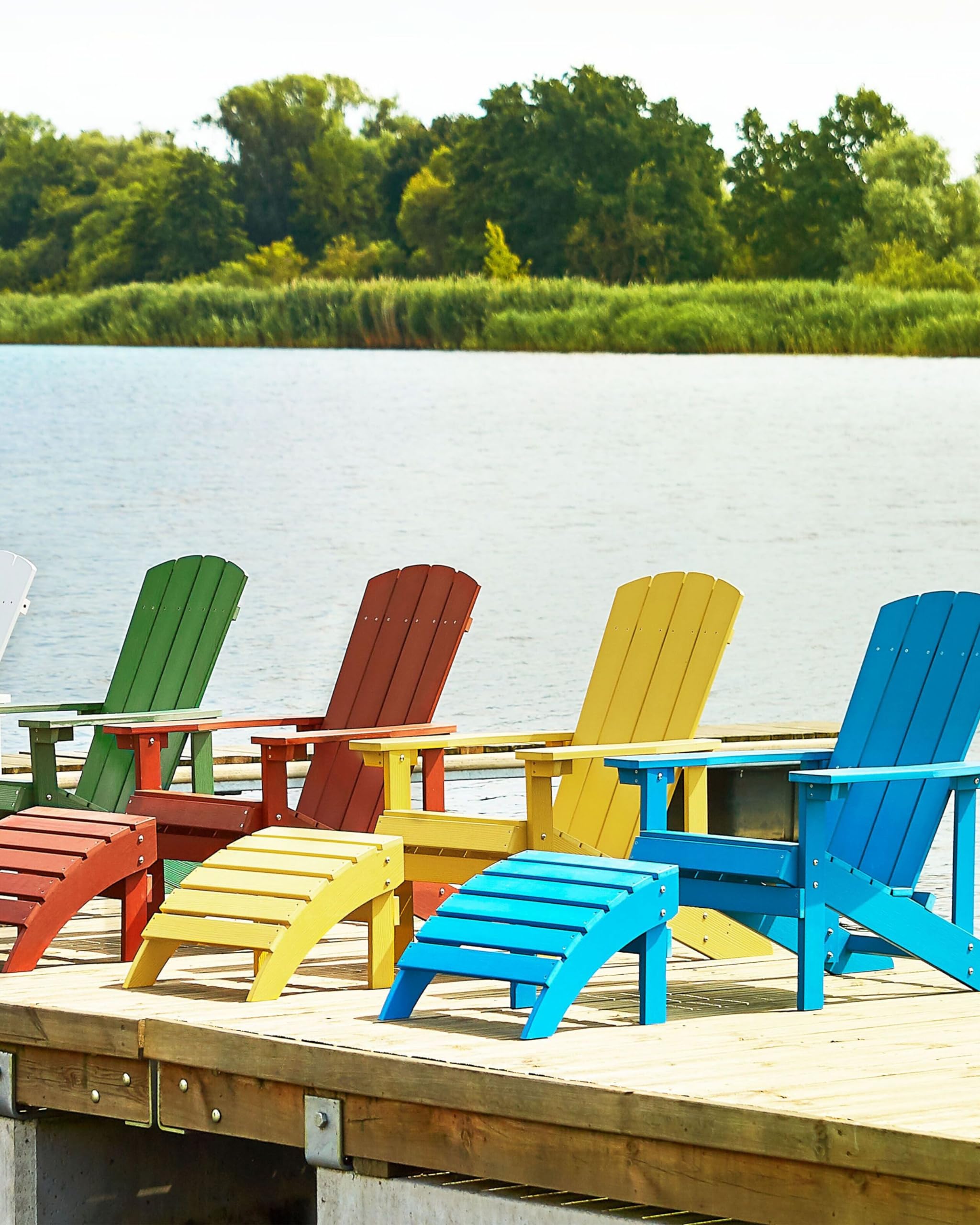 Reposapiés blanco de madera plástica resistente a la intemperie estilo moderno jardín Adirondack