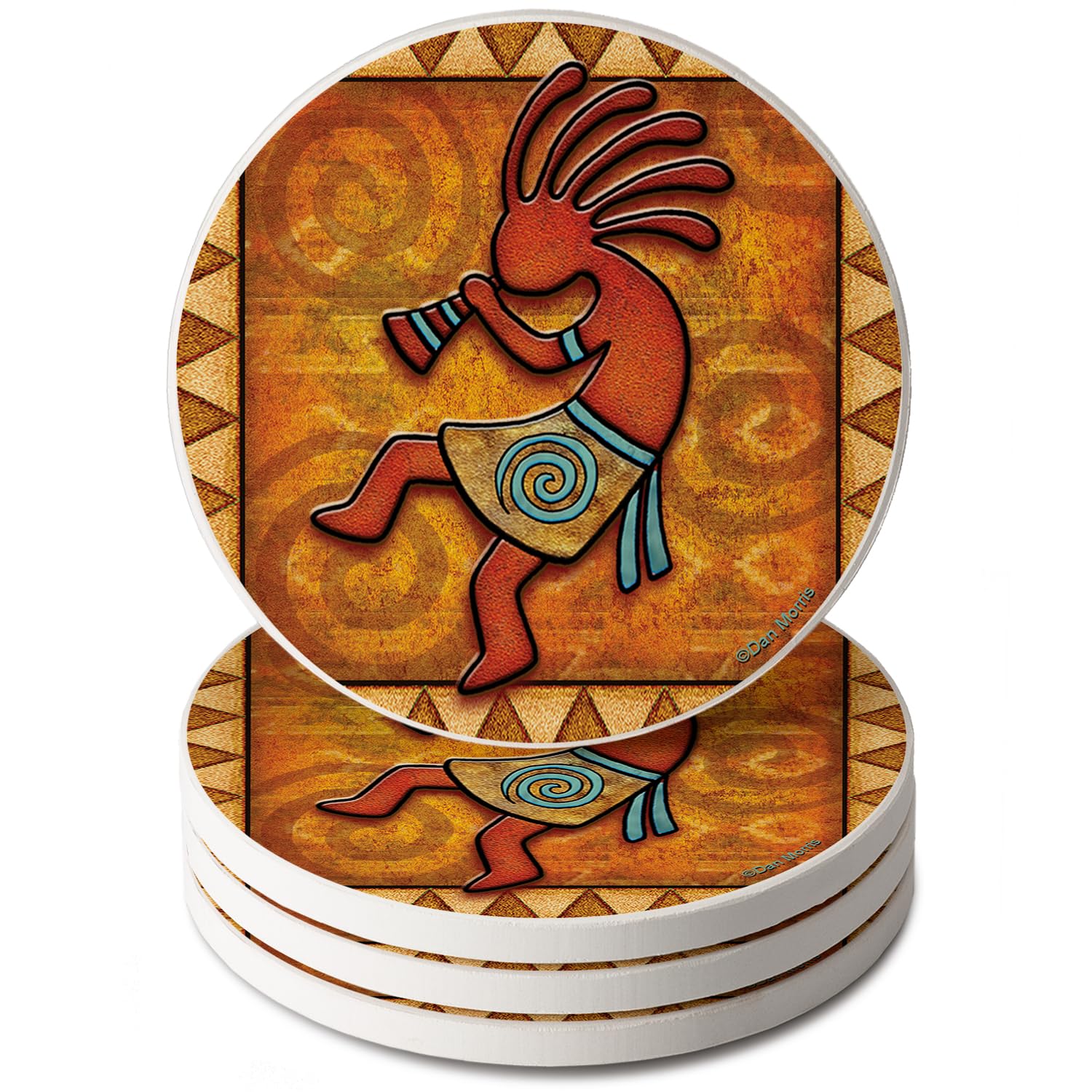Thirstystone Kokopelli 4 Pack Absorbent Stone Coasters with Protective Cork Backing Manufactured in The USA Artistic Absorbent Easily Wipes Clean