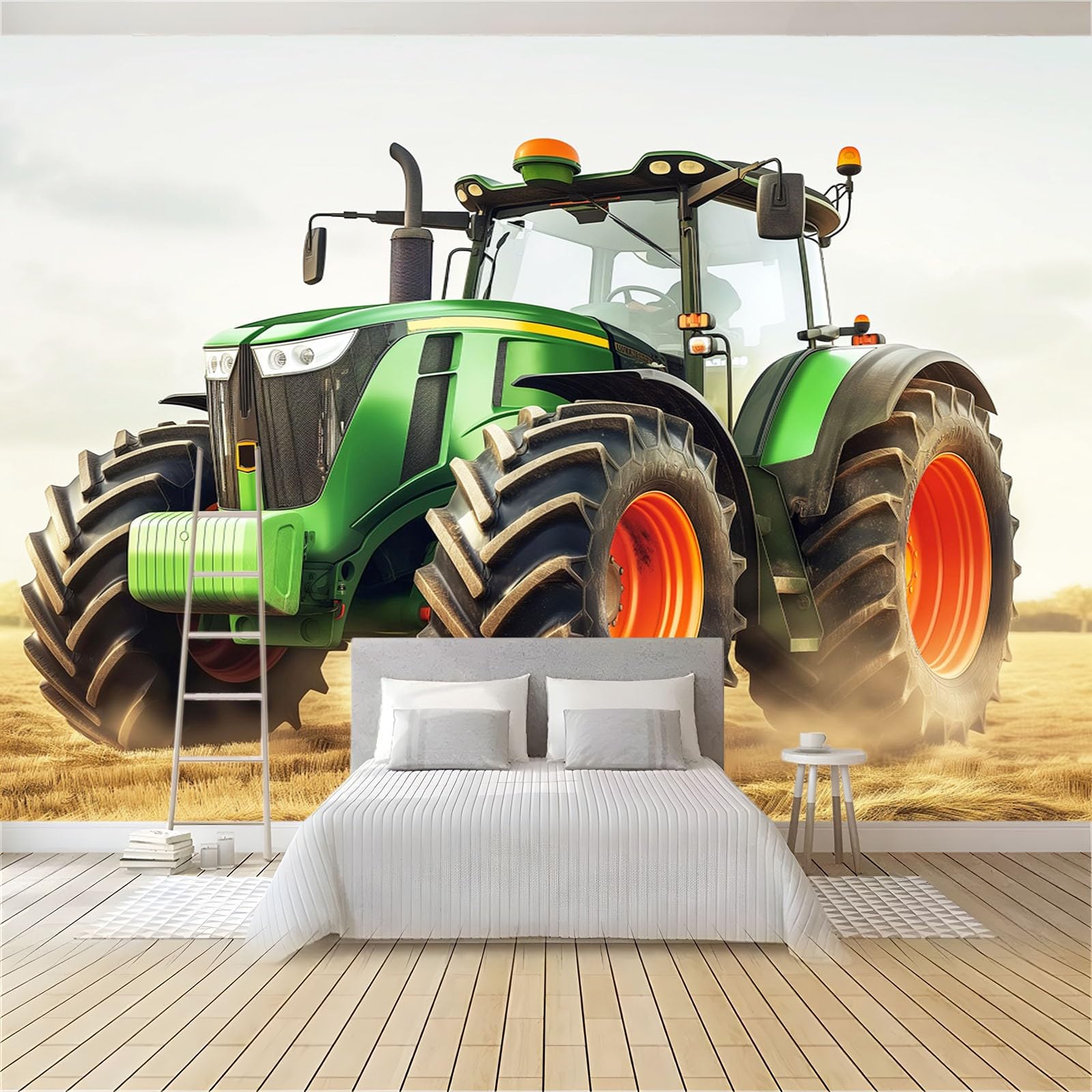 Tapisserie Murale Tracteur 3D - Décoration Chambre Enfant 70x100 Cm, Polyester Doux