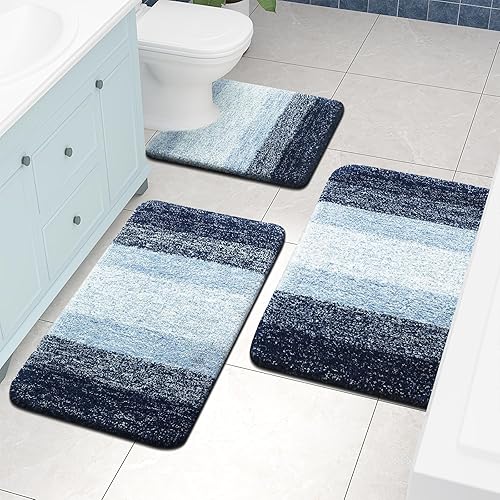 Miniatura 7 de Arotive Tapetes de baño de microfibra, peludos, suaves y absorbentes, antideslizantes, de felpa gruesa, lavables a máquina, para baño, bañera y