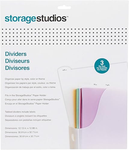 Storage Studios Separadores con pestañas con etiquetas 3 unidades, 12.25 x 12.88 pulgadas, transparentes (CH92601)