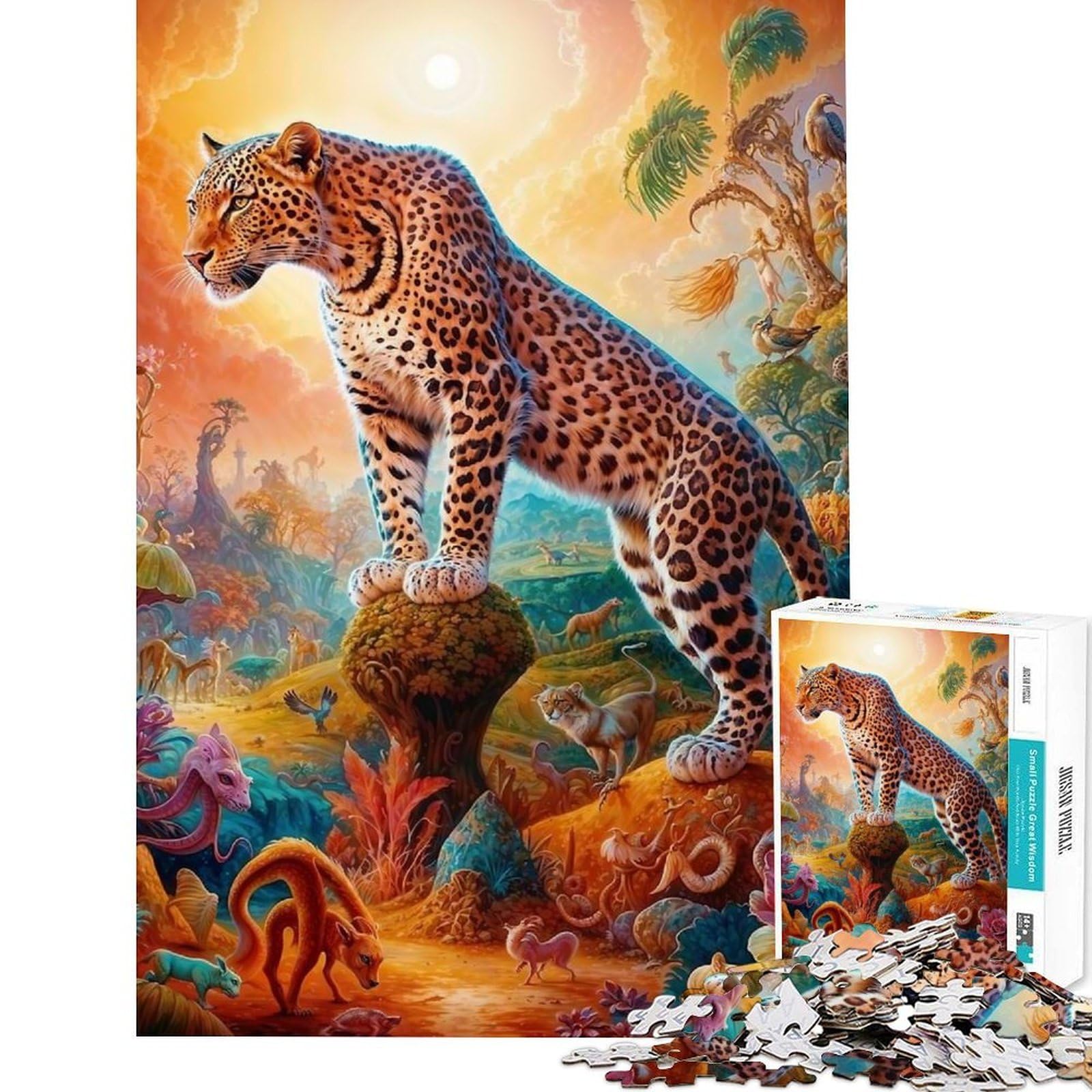 Teenager Jigsaw Puzzles 1000 Pieces Surreal Leopard Safari Jigsaw Puzzle Hands-on Game Analysis And Logic Gifts for Friends And Family (Size 75x50cm)