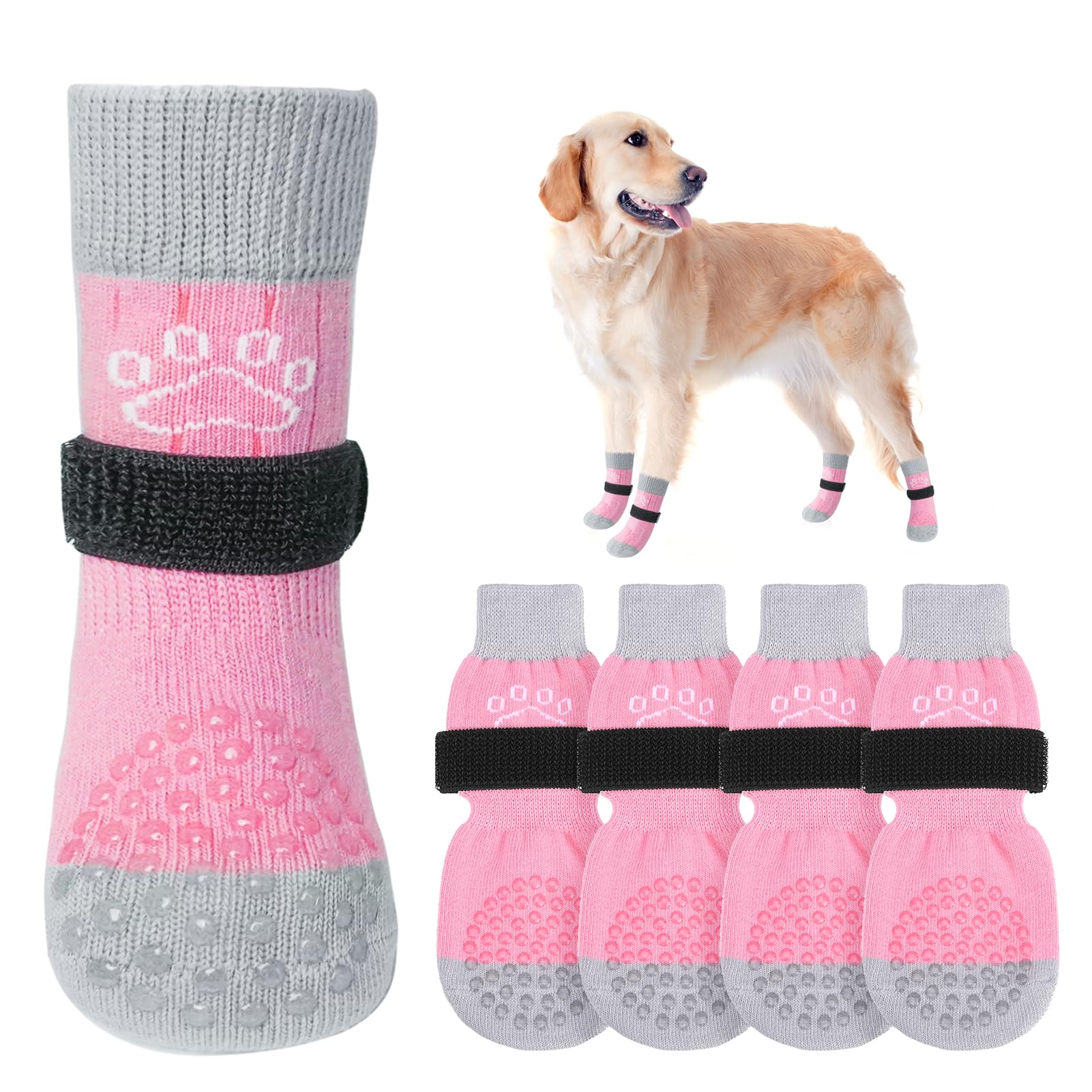 SCENEREAL Dog Socks to Prevent Licking Paws for Hot/Cold Pavement Anti Slip, Dog Shoes for Hardwood Floors, Dog Boots & Pa...