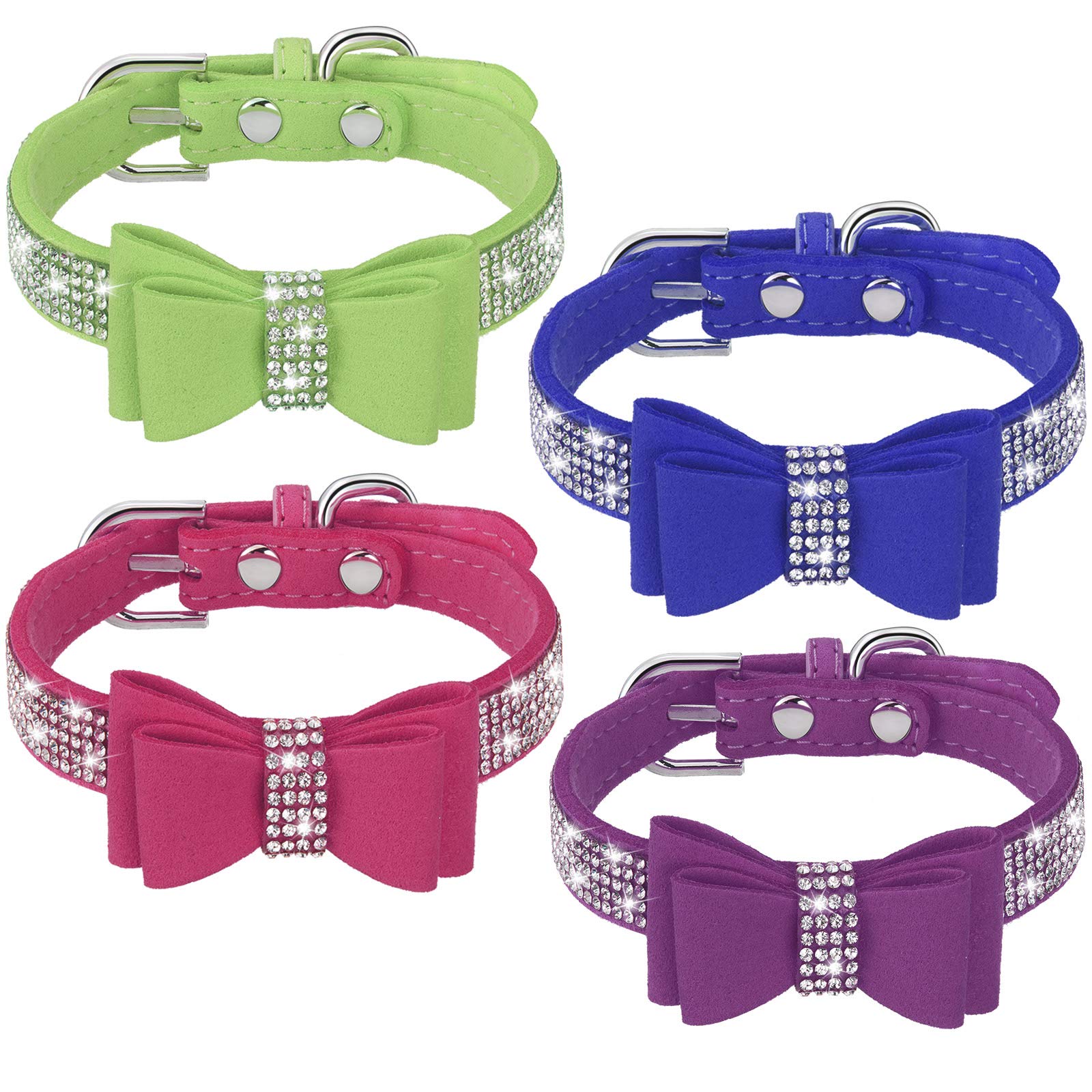 Bow Collar Blue Rhinestone Dog Collar Mint Green Bowtie Bling Dog