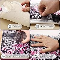 Vista 4 de Juego de accesorios de baño con cortina de ducha y tapete de baño rosado de París