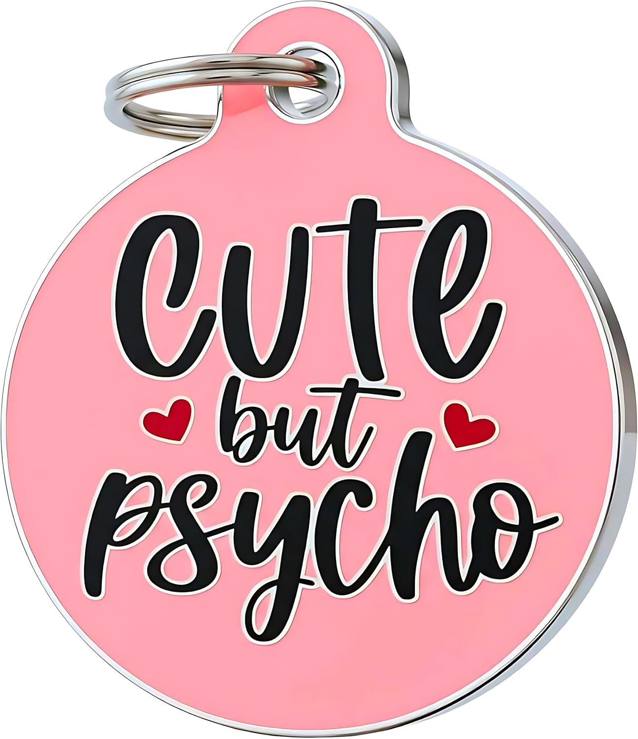 Bad Tags Personalized Dog and Cat ID Tags in 25+ Designs and 2 Sizes - 5 Lines of Custom Engraved Text - Funny Cute Personalized Pet Tags (Cute But Psycho, Small (1 inch))