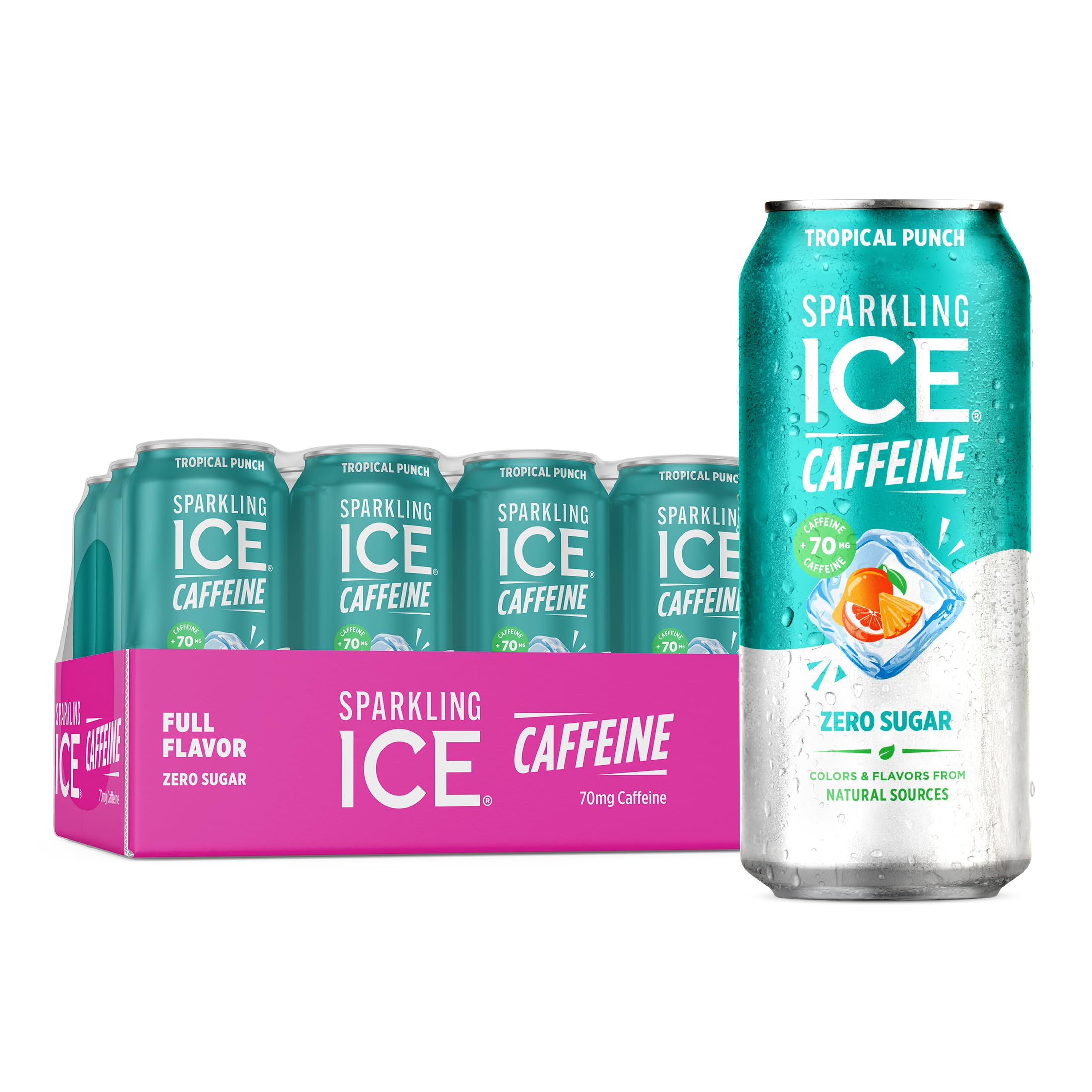 Caffeine Orange Passion Fruit Sparkling Water with Caffeine, Zero Sugar, with Antioxidants and Vitamins, Zero Sugar, 16 fl oz Cans (Pack of 12)