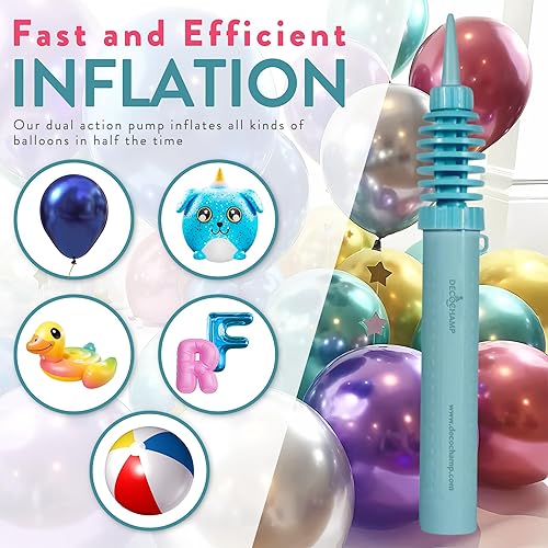 Miniatura 3 de by DECOCHAMP Deco Pumps Mini - Mini bomba de aire de doble acción de 2 vías, inflador manual de globos, bomba de aire portátil para globos bomba