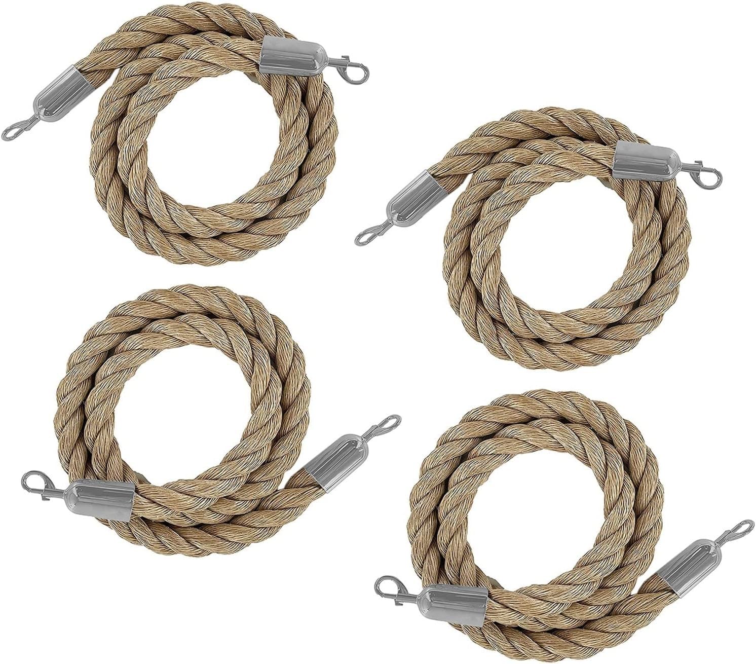 Aioneer Outdoor Barrier Post With Hook And Rope, Durable Weatherproof Safety Line For Event Management, Queue Control, Public Safety, Retractable Stanchion System-4 Stück-180cm/71 in