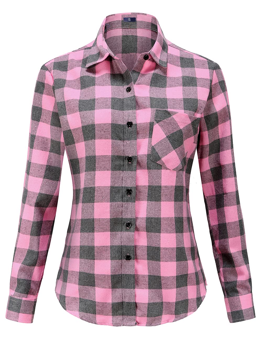 JandukarFlannel Shirts Women Buffalo Check Long Sleeve CheckePink Shirts for Women Pink Check UK16