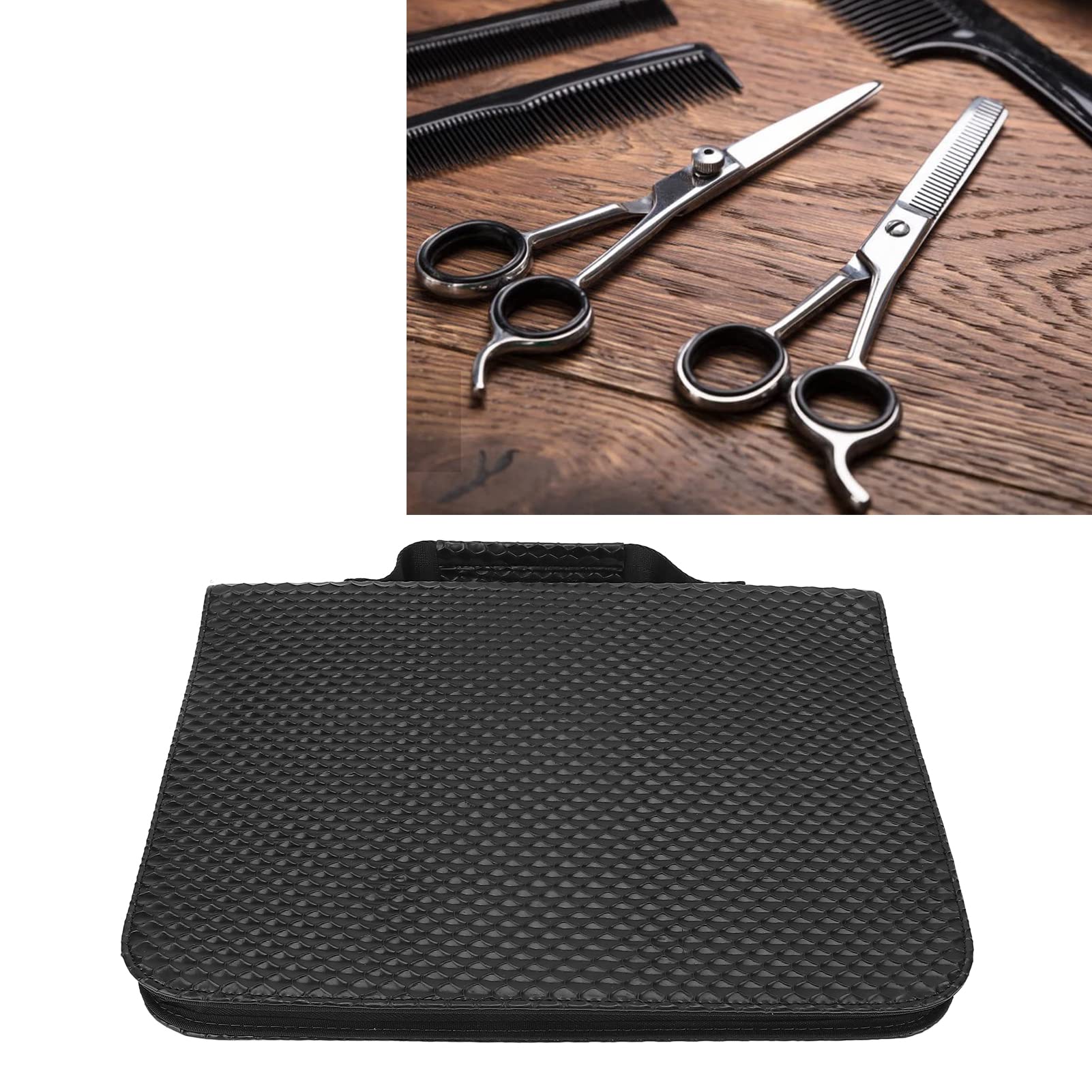Borsa da Parrucchiere, Borsa per Attrezzi da Barbiere in Morbida Pelle PU, Leggera e Organizza 24 Forbici, Ideale per Salone, Barbiere, Design Compatto ed Elegante
