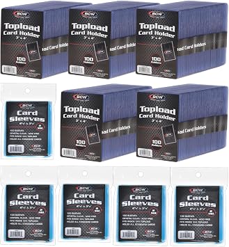 BCW Card Sleeves and Toploaders for Card Combo - 500 Count | Premium Top Loaders and Acid-Free Penny Sleeves | Great for Football, Magic The Gathering, Pokemon, and Baseball Card Protectors