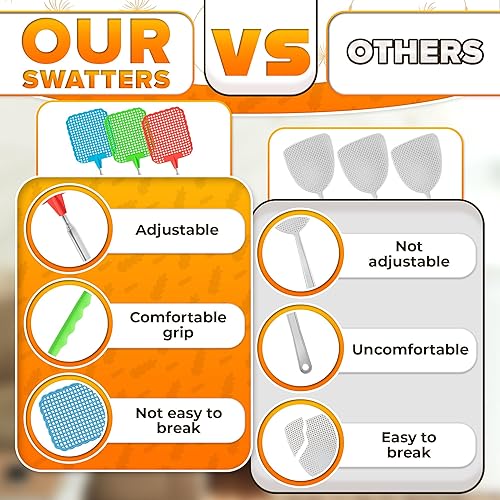 Miniatura 7 de Matamoscas telescópicos para interiores, matamoscas de plástico pesado, matamoscas manuales, matamoscas para moscas, matamoscas para interiores,