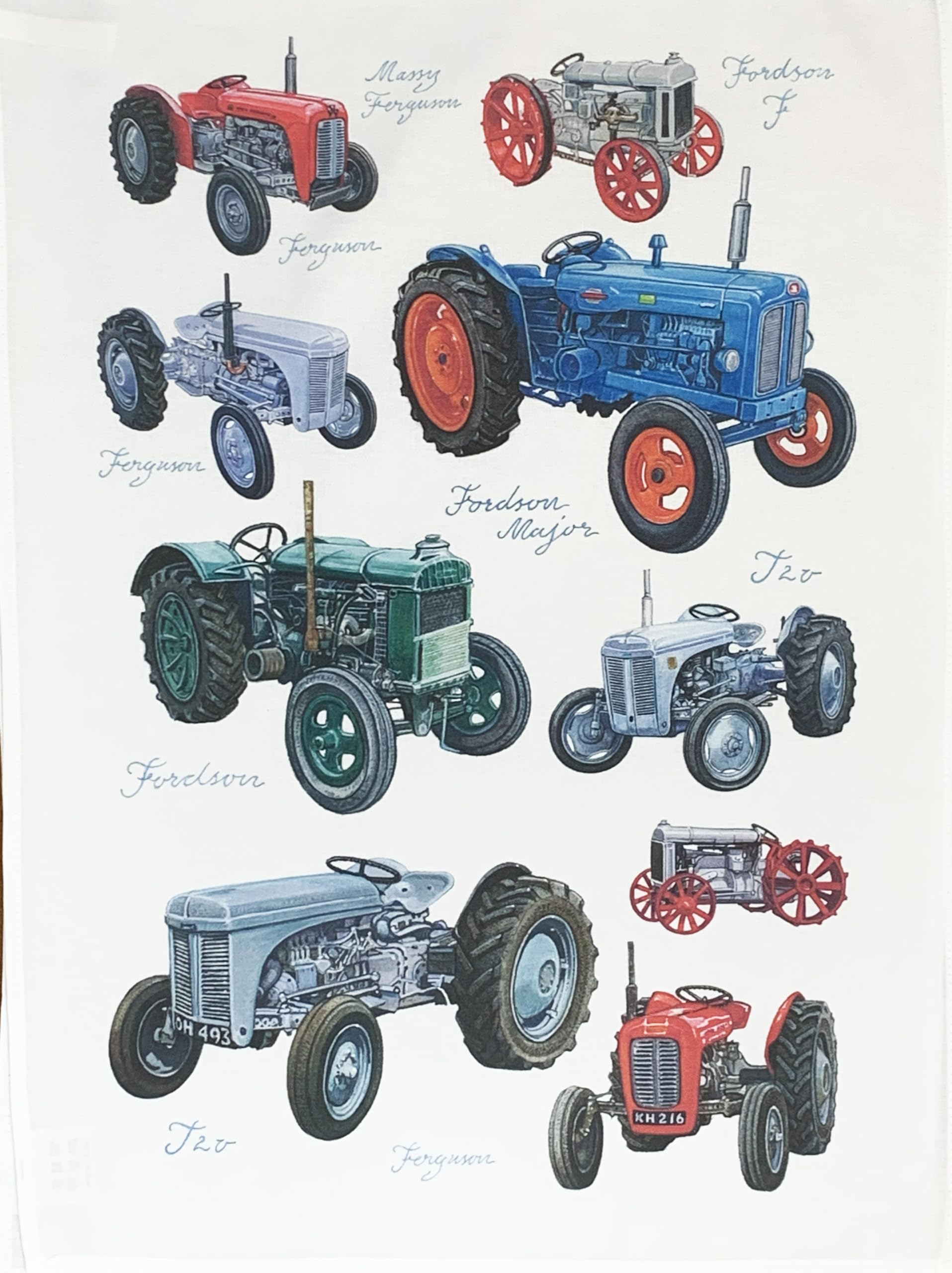 Half a Donkey Classic Tractors Collection Large Cotton Tea Towel