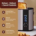 Elite Gourmet ECT-3100 4-Slice Long Slot Toaster | Extra Wide Slots for Bagels, Sourdough & Texas Toast | 6 Browning Settings | Reheat, Defrost & Cancel | Built-In Warming Rack | Stainless Steel