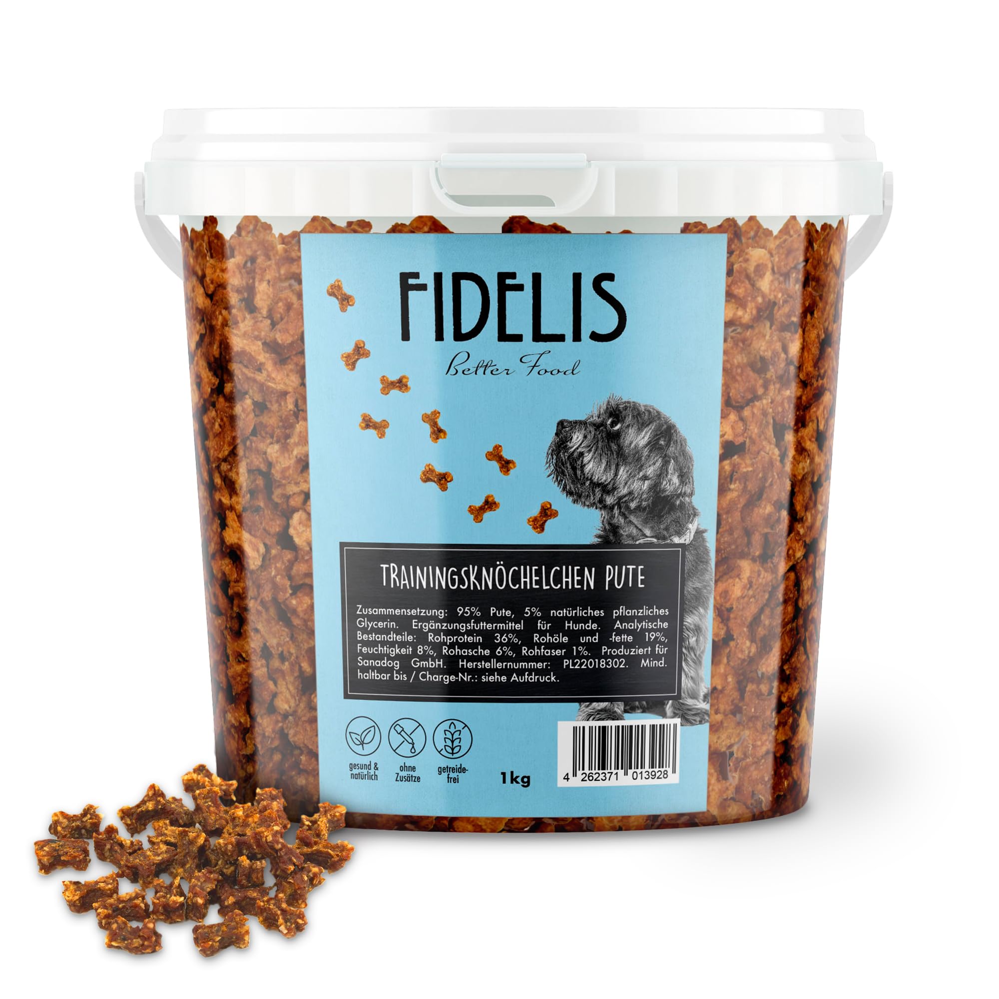 Traininingsknöchelchen Pute (1kg-Eimer)
