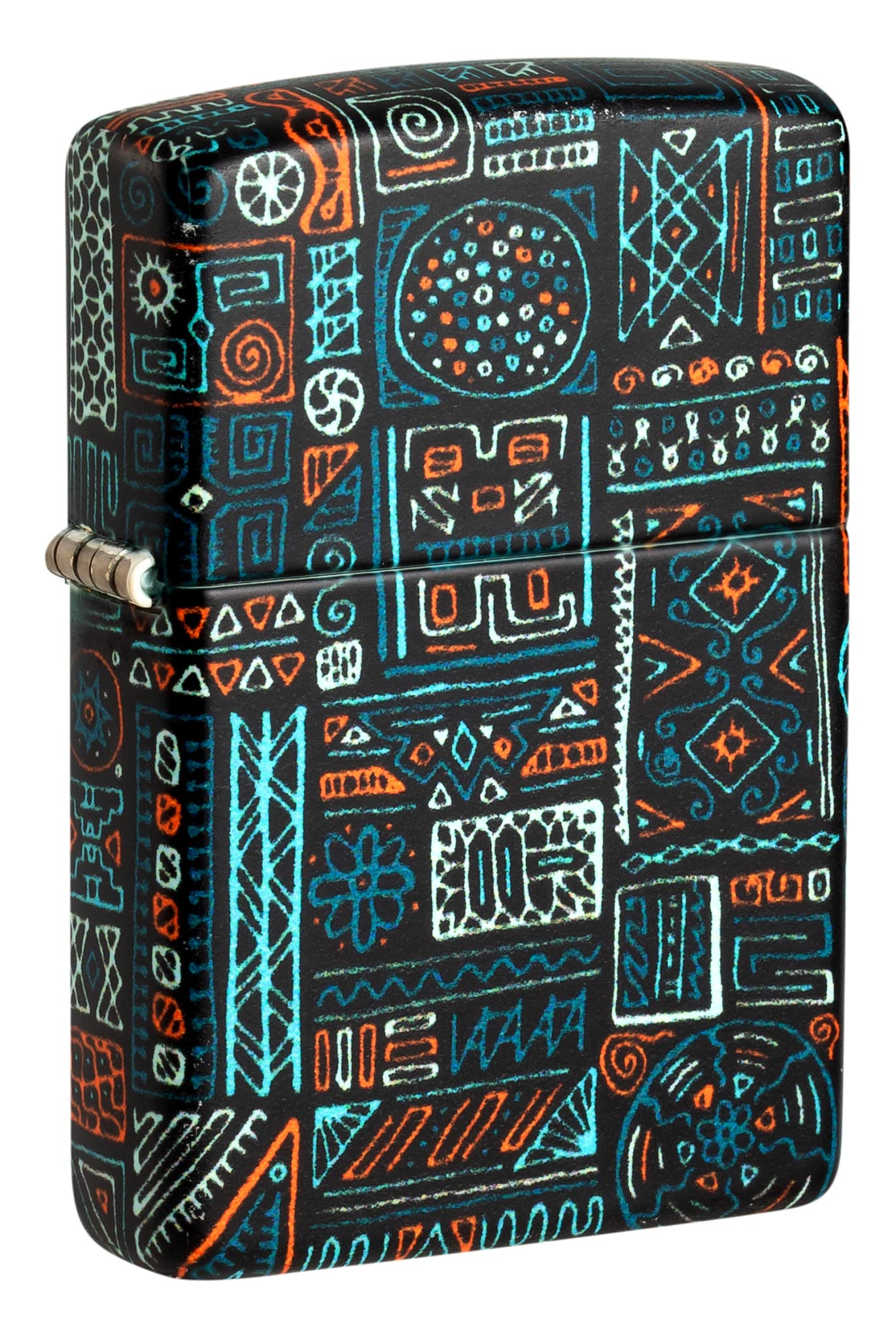 Zippo Multicolor - Tribal Pattern African Lighter, Metal, Black Matte, One Size