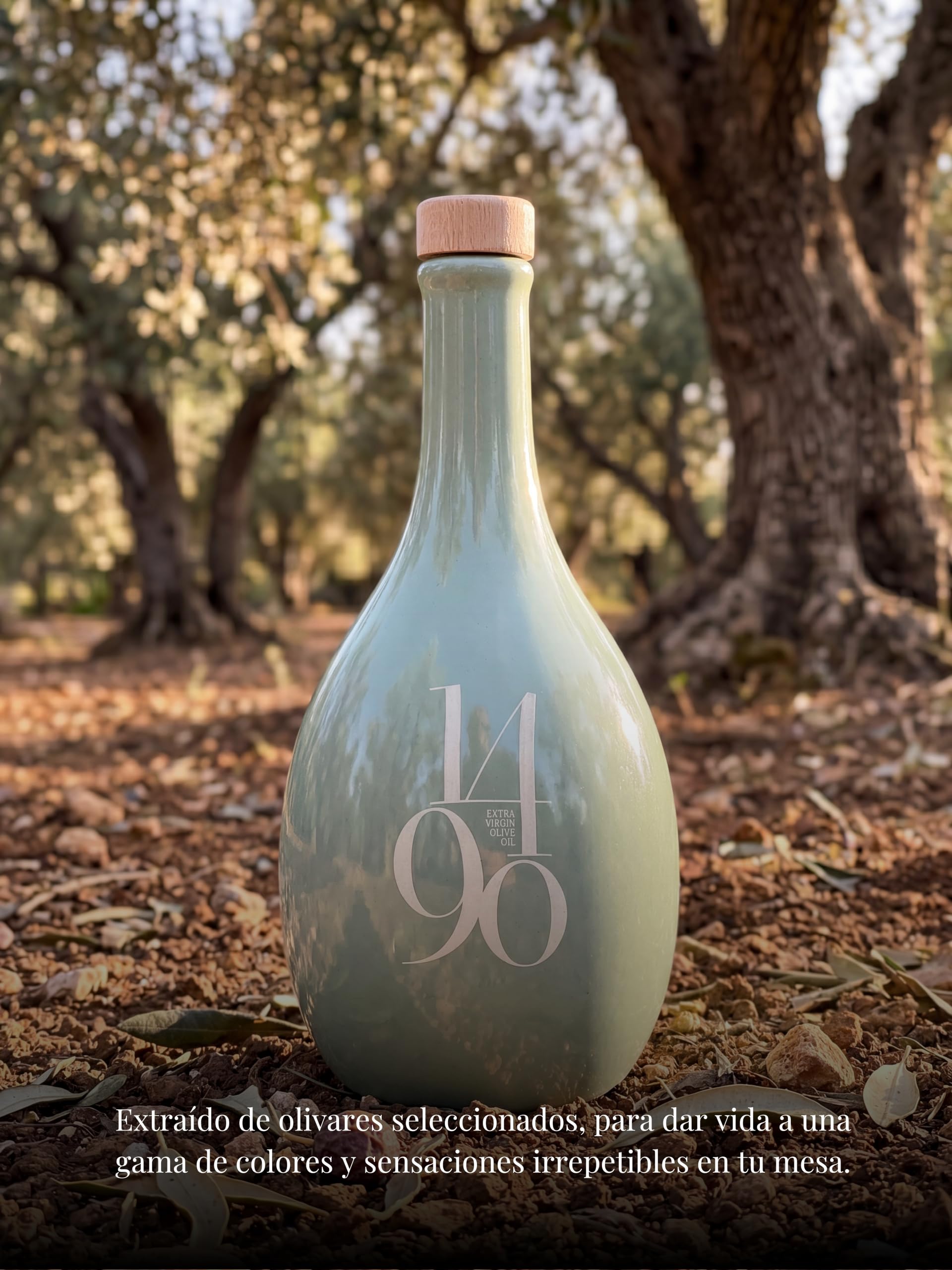 1490 Aceite de Oliva Virgen Extra - Regalo Gourmet Premium 500 ml - AOVE Picual Intenso Cosecha Temprana Extracción en Frío de Córdoba en Botella de Porcelana Pintada a Mano | Regalo de España