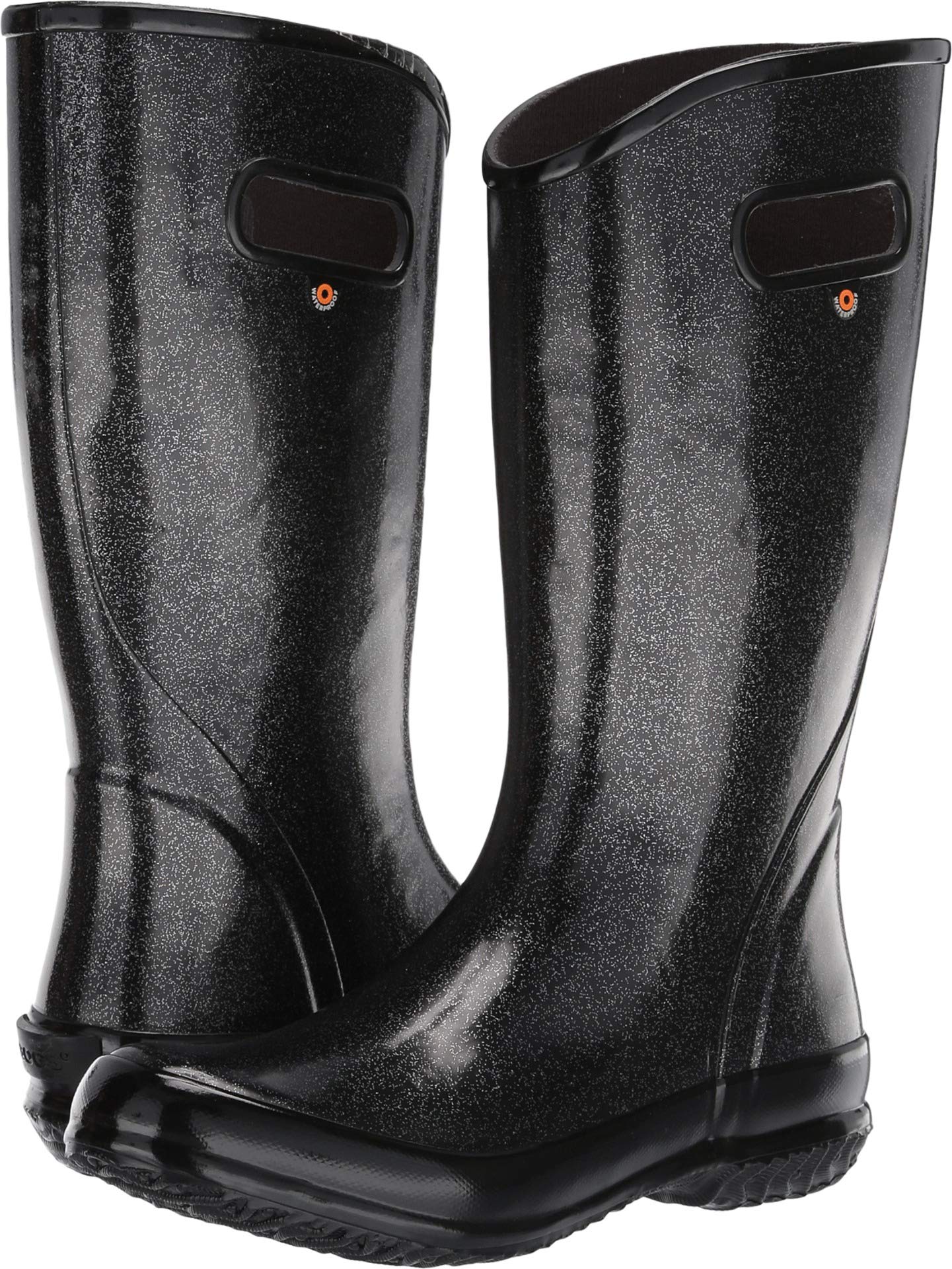 BOGS Women's Rainboot Glitter Print Waterproof Rain Boot, Black, Size 9.0 US/US