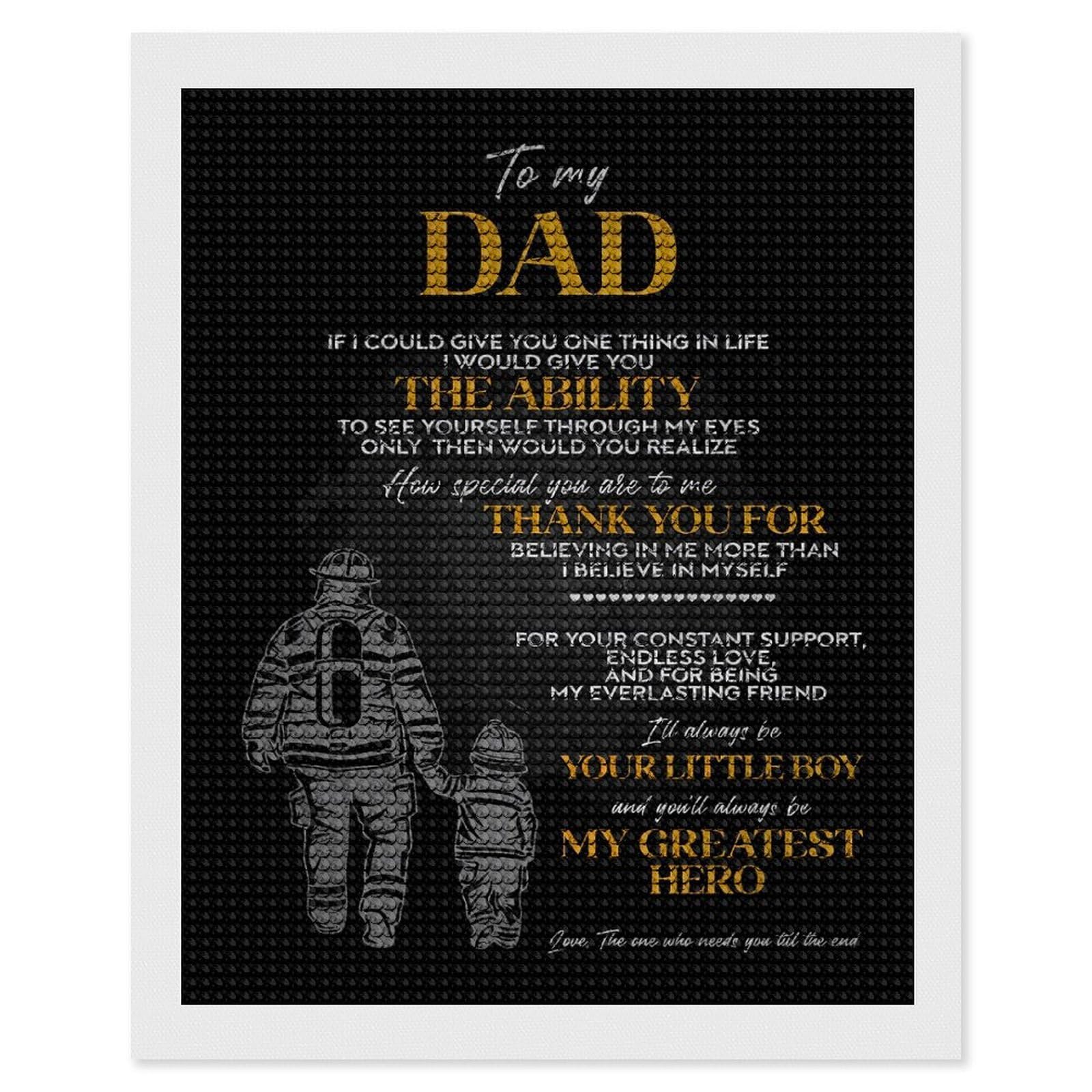 Junmoney to My Dad, My Greatest Hero Full Drill Diamond Painting Kit 16"x20", Adhesive Canvas, Aesthetic Room Decor, for Family Craft Time, Birthday Gift