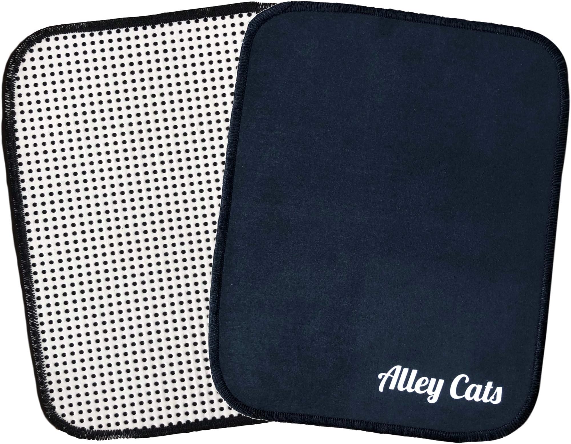 Alley Cats Bowling Ball Towel | 10 x 8 Inch | Black Microfiber & EZ Grip Backing | Best Value Around | Premium Polisher/Cleaner Shammy Pad | Bowling Accessories