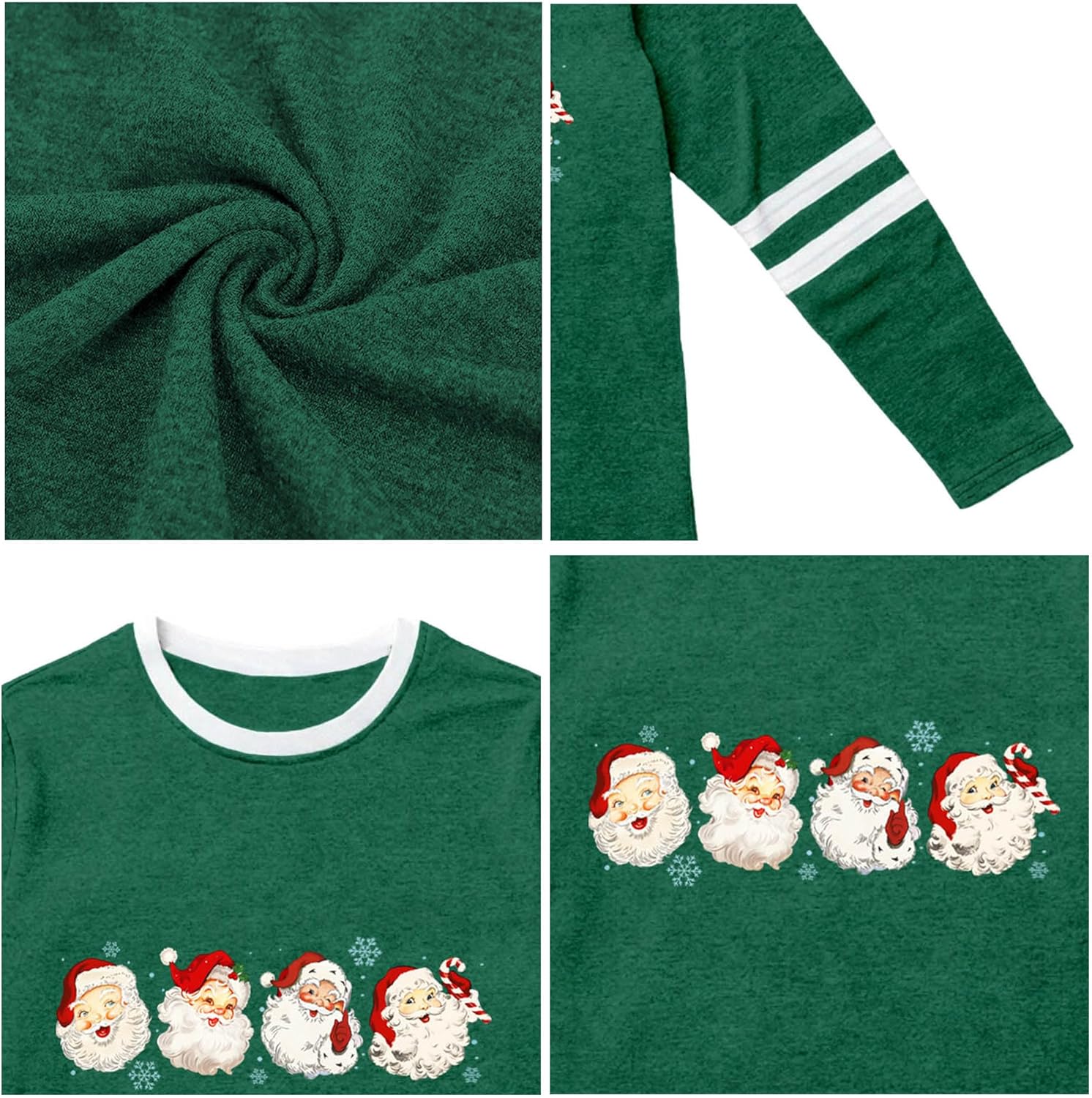 Christmas Shirts for Women Funny Santa Claus Snowflake Long Sleeve Tops Cute Xmas Holiday Blouse - Image 5