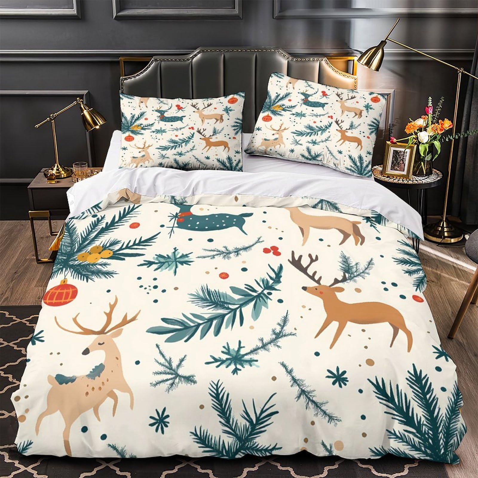 Housse de couette Noël 200x200cm en microfibre hypoallergénique premium