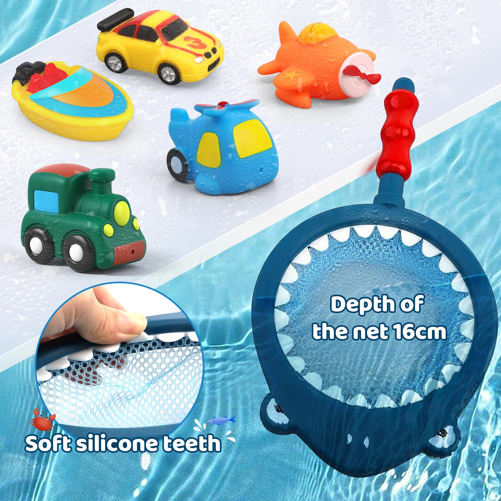 9 PCS Bath Toys for Kids Toddlers Vehicle Train Airplane Floating Water Squirt Toys for For 1 2 3 4 Year Old Boys Girls - Image 2