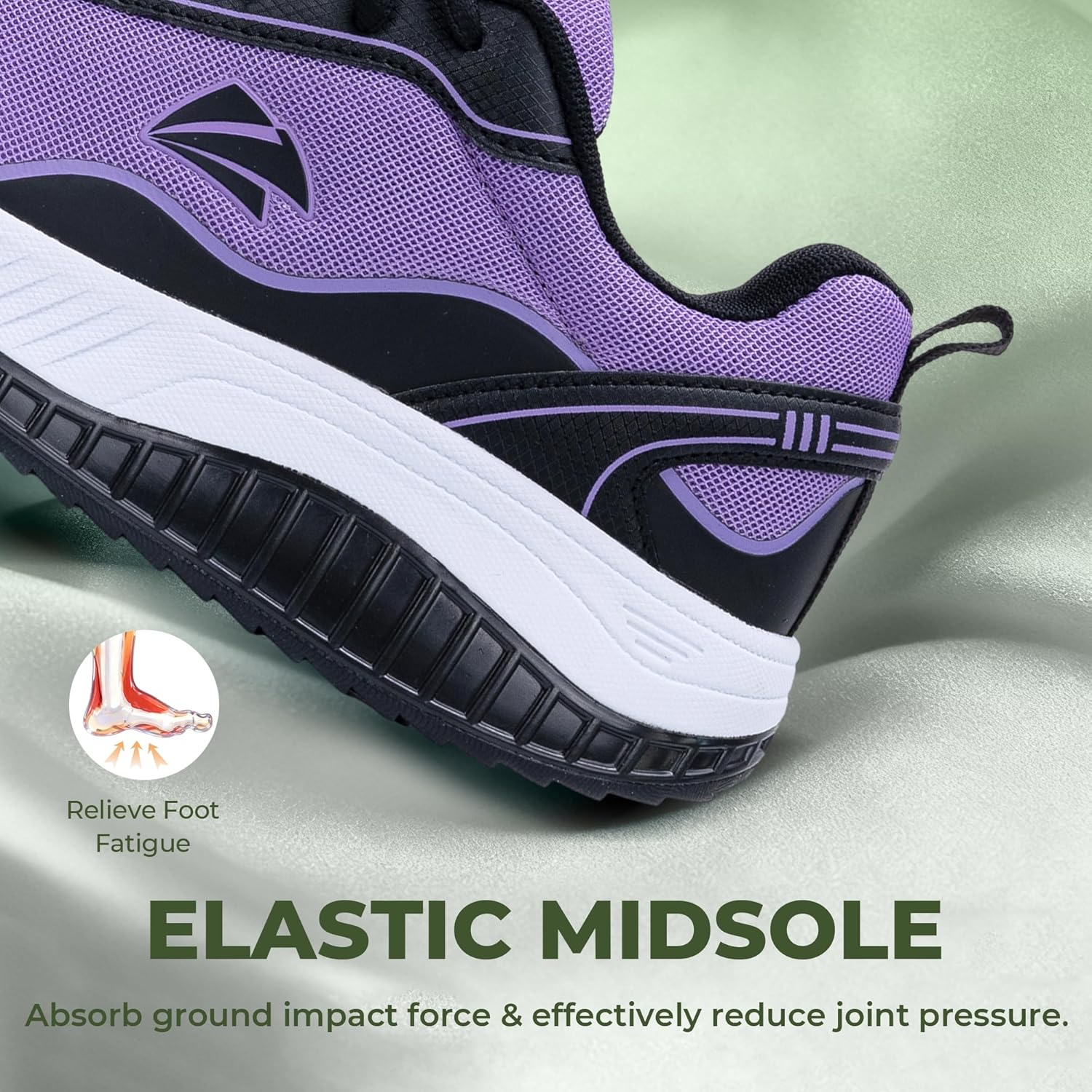 MEHOTO Walking Shoes Women with Arch Support Wide Orthotic Sneakers for Plantar Fasciitis Foot and Heel Pain Relief Tennis Shoes Black Purple US 7 - Image 2